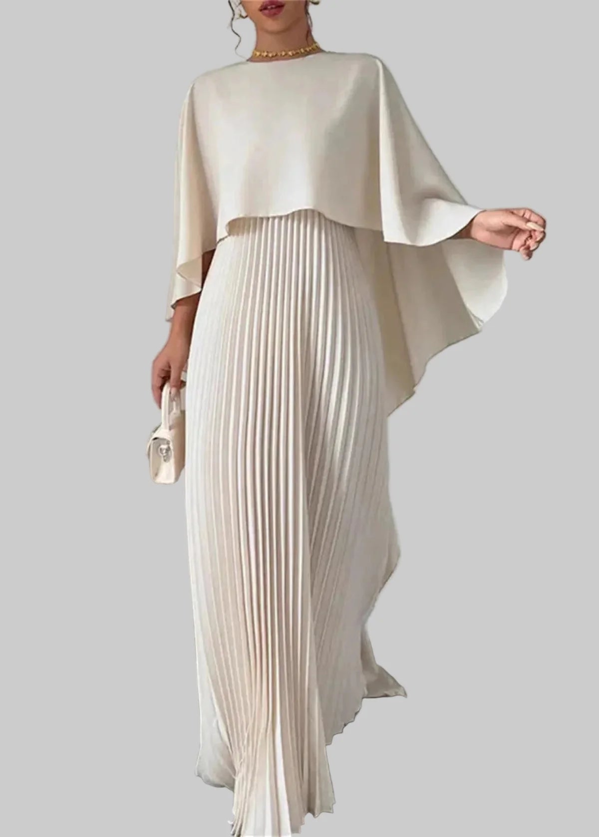 Women's Maxi Batwing Sleeve Pleated Evening Dress