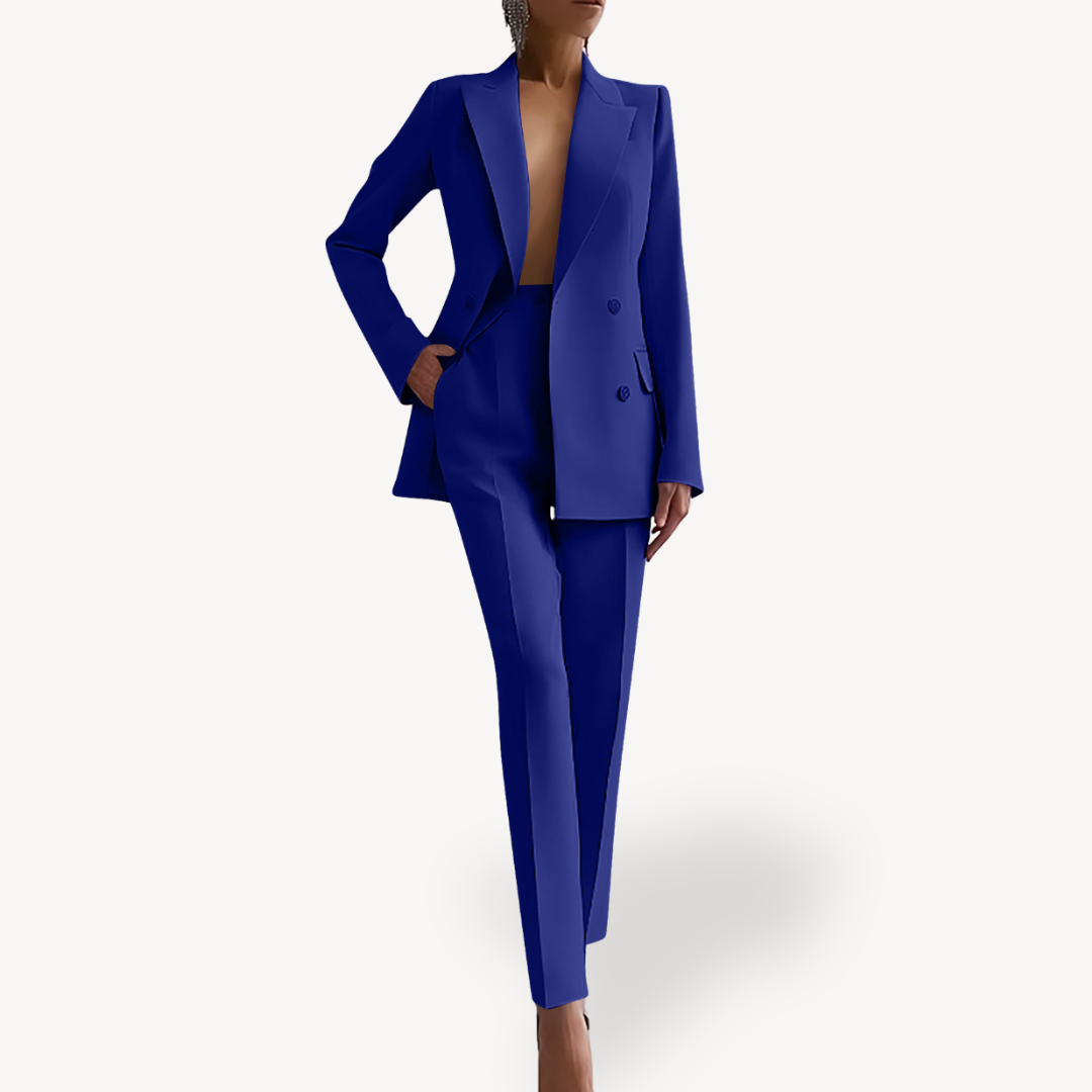 Women’s Tailored Two-Piece Suit Set with Long Structured Blazer