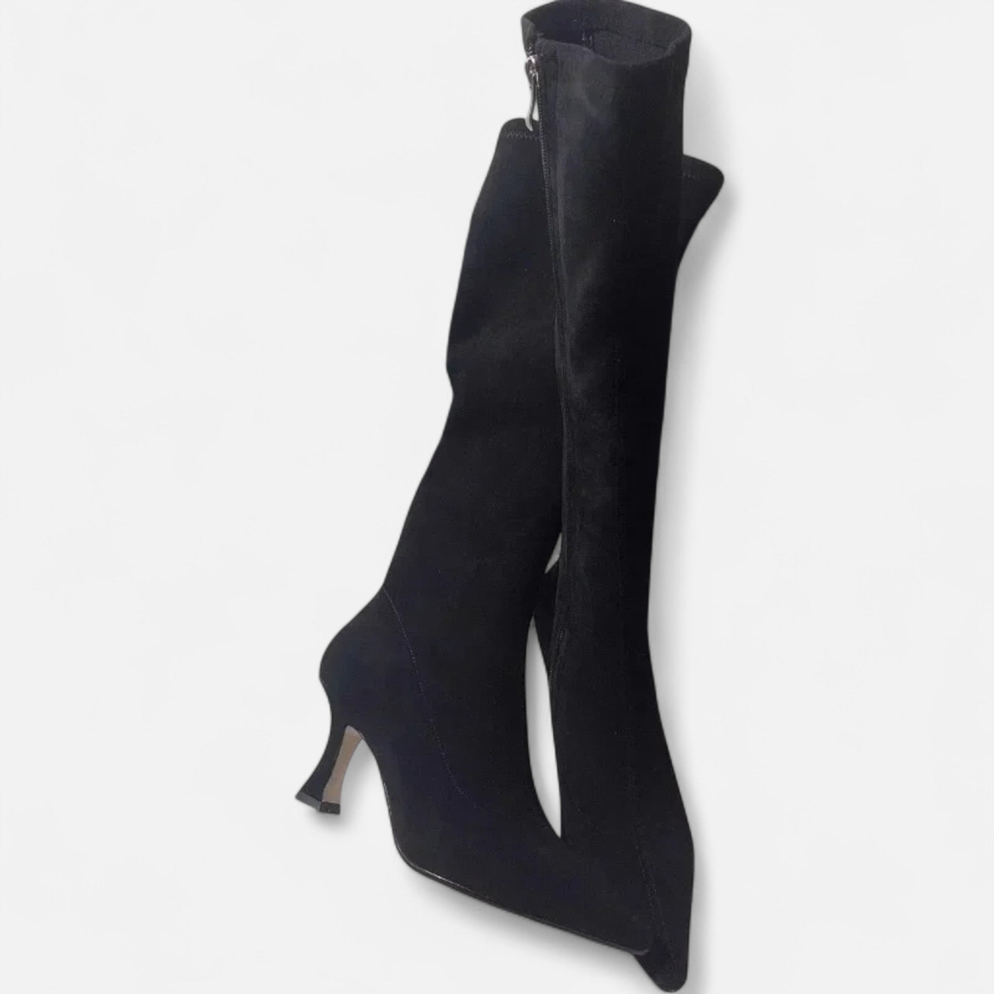 Classic Sturdy Outdoor Thigh-High Heeled Boots for Women