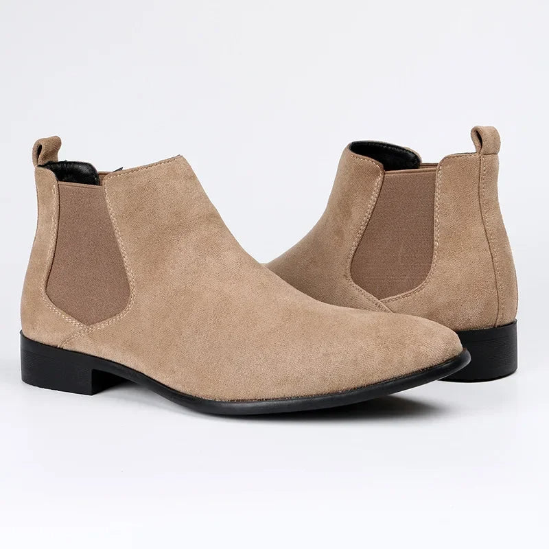 Men's Versatile Sleek Pull-on Ankle Chelsea Boots with Elastic Gusset and Pointed Toe