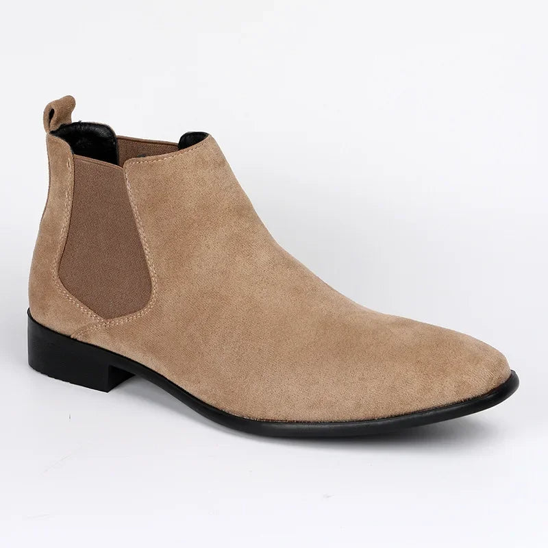 Men's Versatile Sleek Pull-on Ankle Chelsea Boots with Elastic Gusset and Pointed Toe