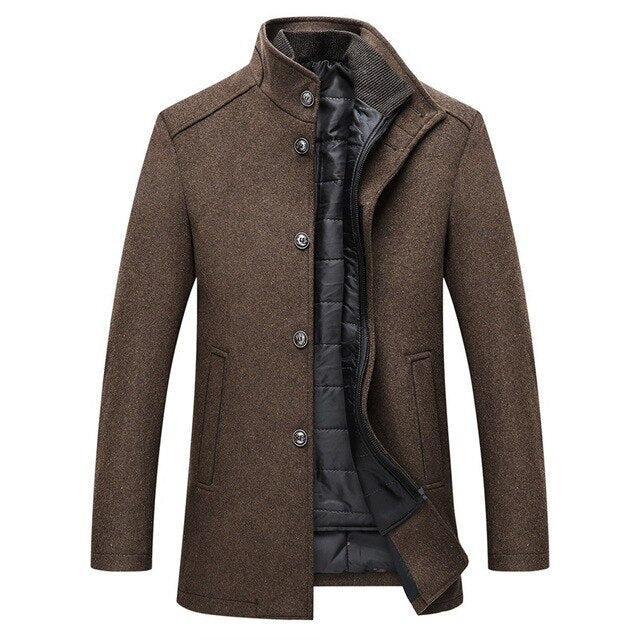 Men's Elegant Stand Collar Formal Overcoat Winter Jacket