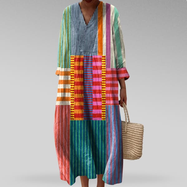 Women’s Flowy Patterned Geometric Midi Summer Dress