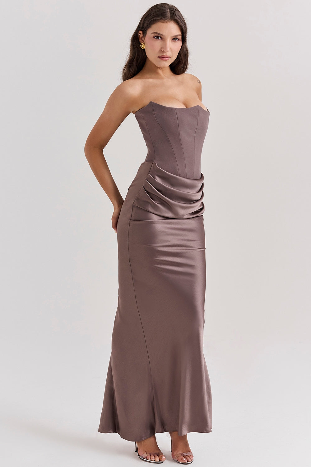 Women's Stunning A-line Strapless Maxi Wedding Guest Dress