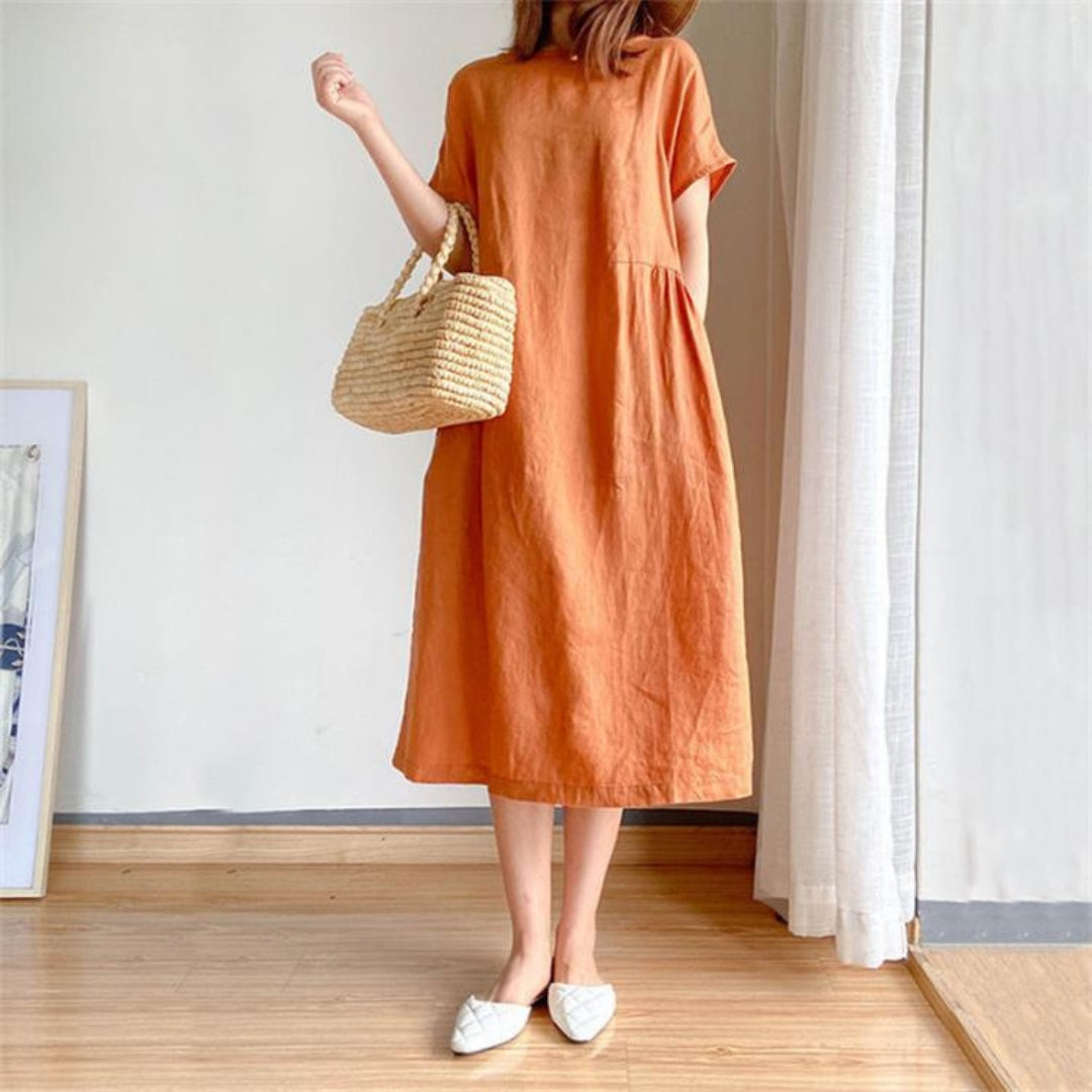 Women's Relaxed Fit Short Sleeve Knee-Length Summer Dress
