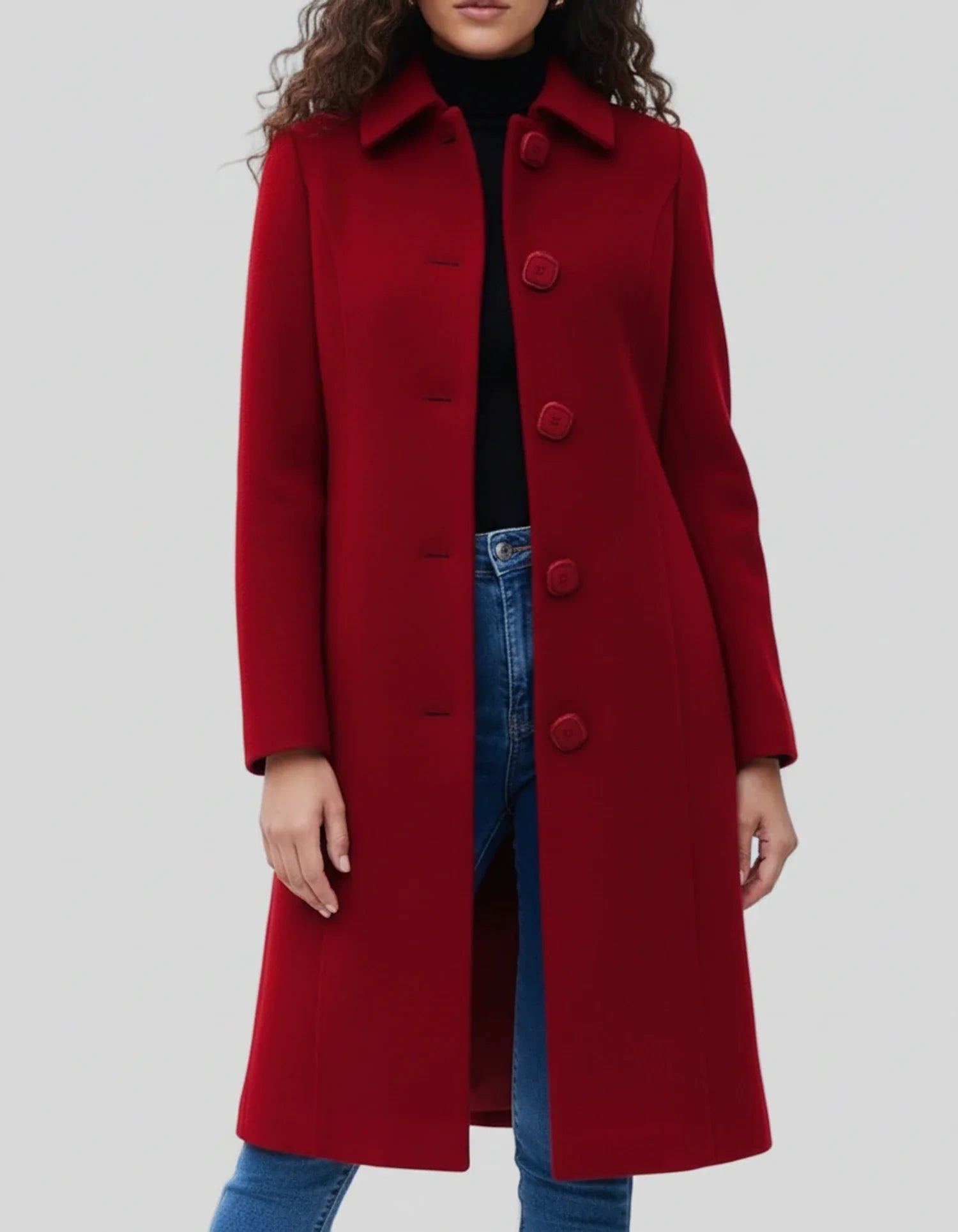 Women's Classic Winter Button Front Warm Trench Coat