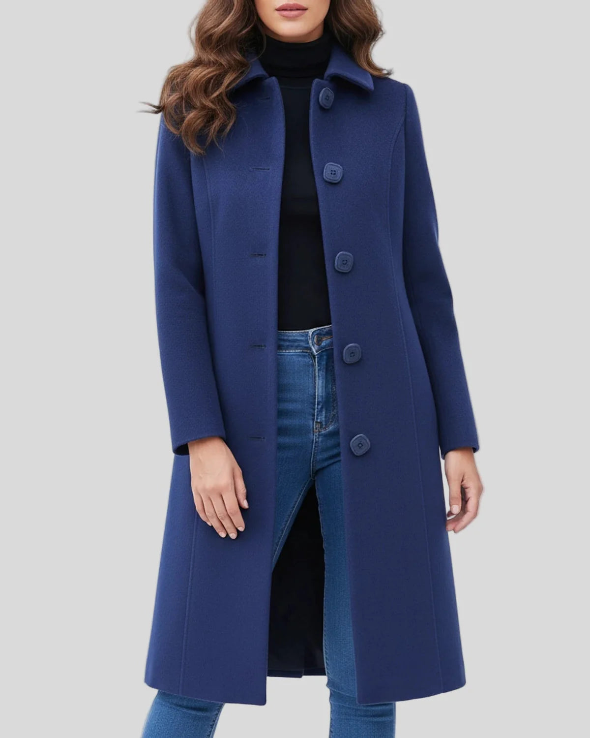 Women's Classic Winter Button Front Warm Trench Coat
