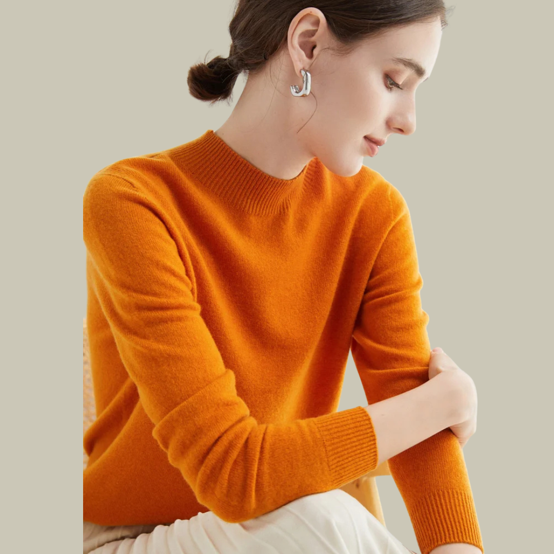 Women’s High Neck Slim Fit Sweater Elegant Fitted Winter Top