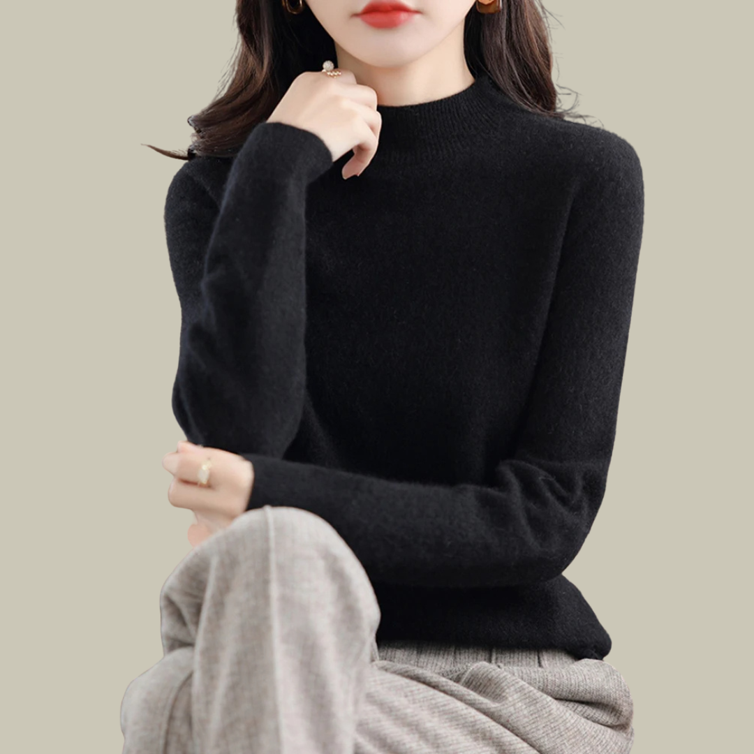 Women’s High Neck Slim Fit Sweater Elegant Fitted Winter Top