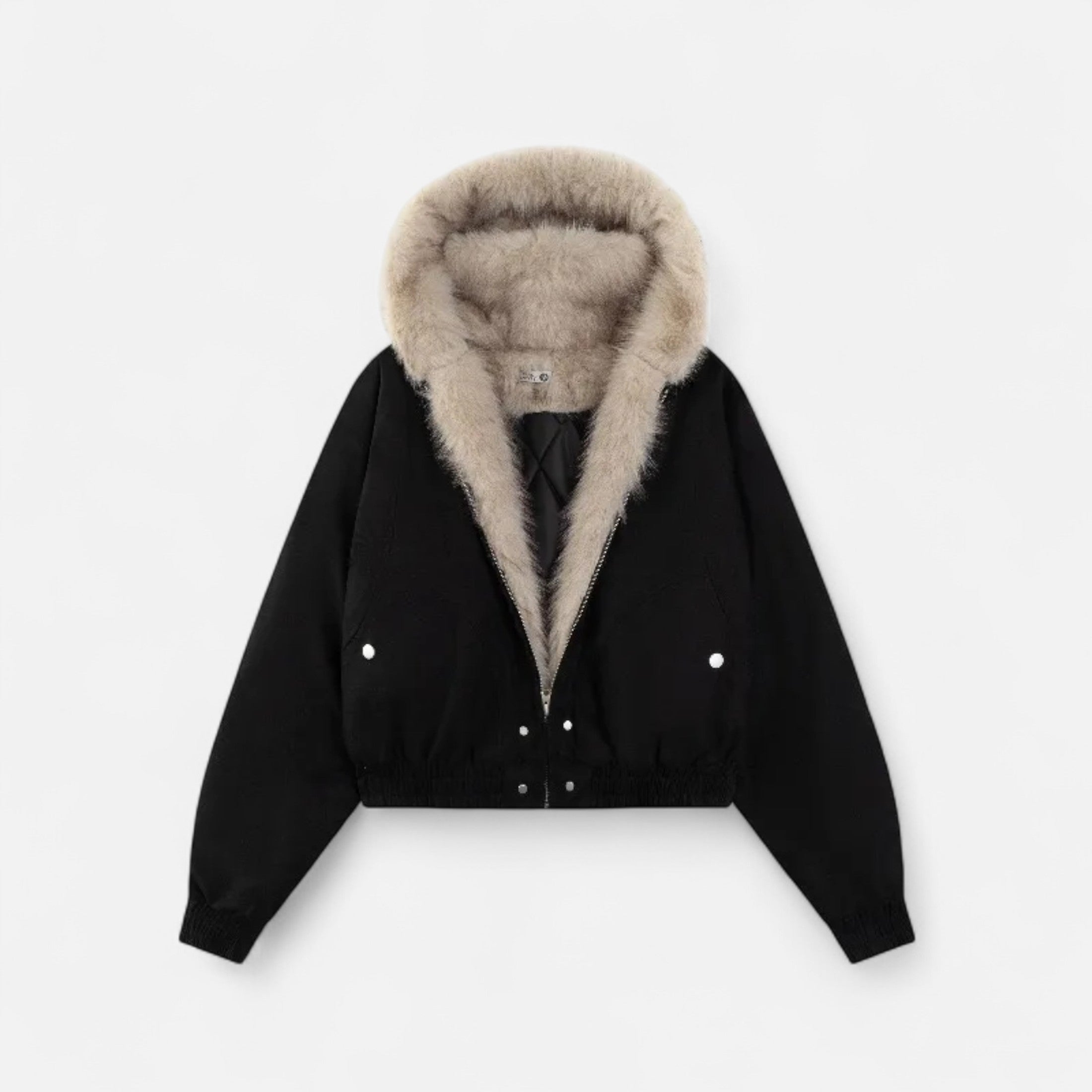 Women's Classic Winter Fur Collar Hooded Coat with Functional Pockets