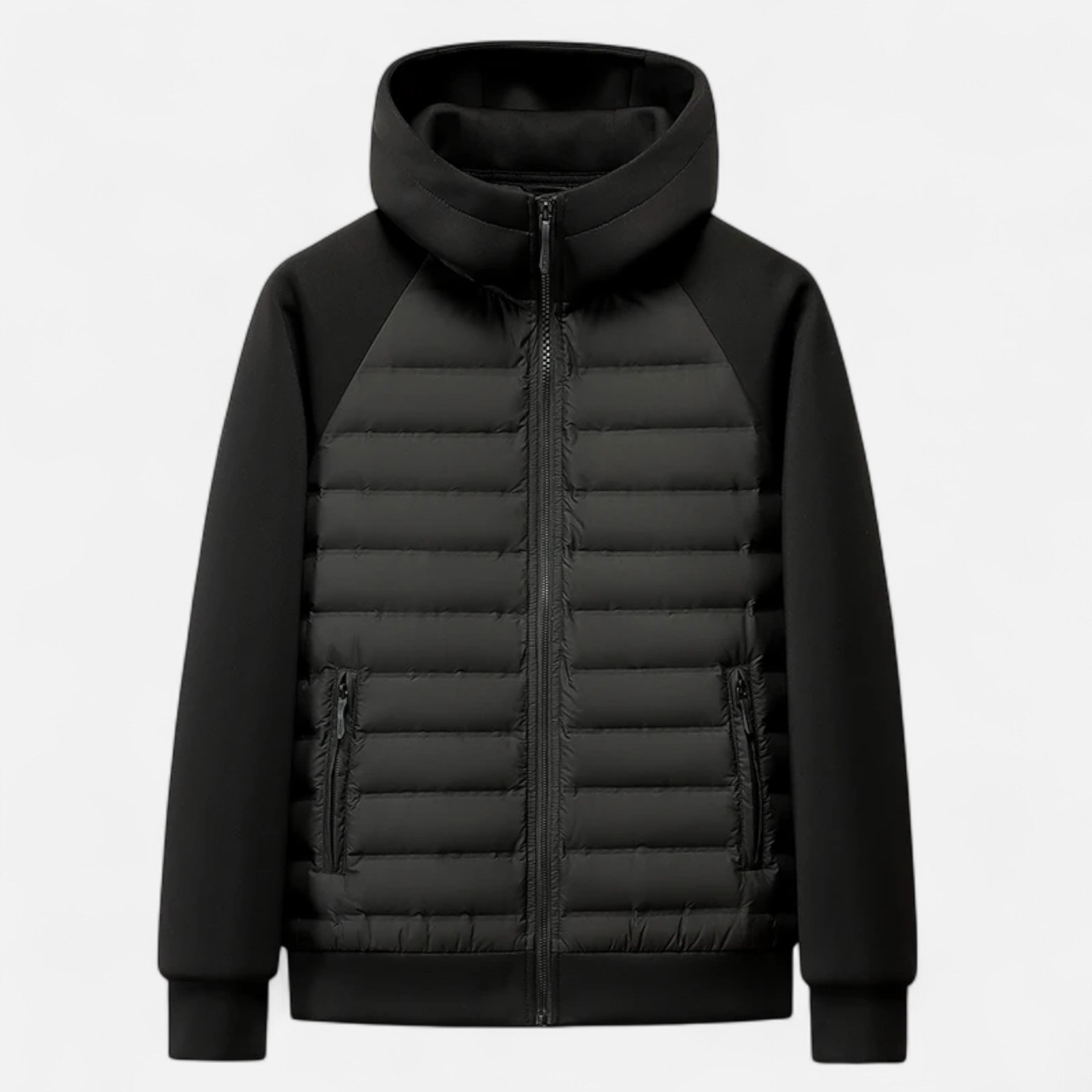 Modern Winter Spliced Quilted Hooded Down Jacket for Men