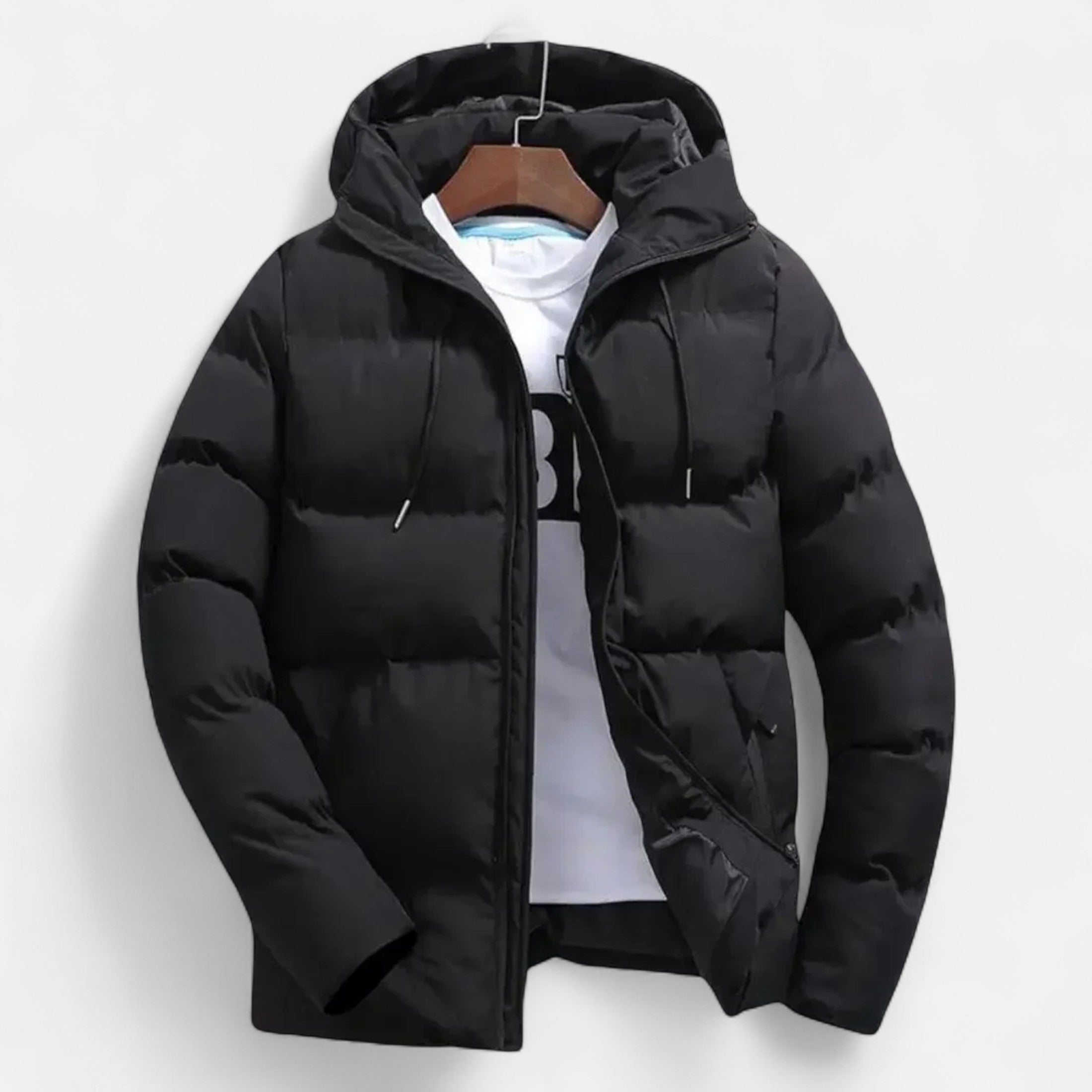 Timeless Men's Winter Hooded Layer Puffer Jacket for Cold Weather