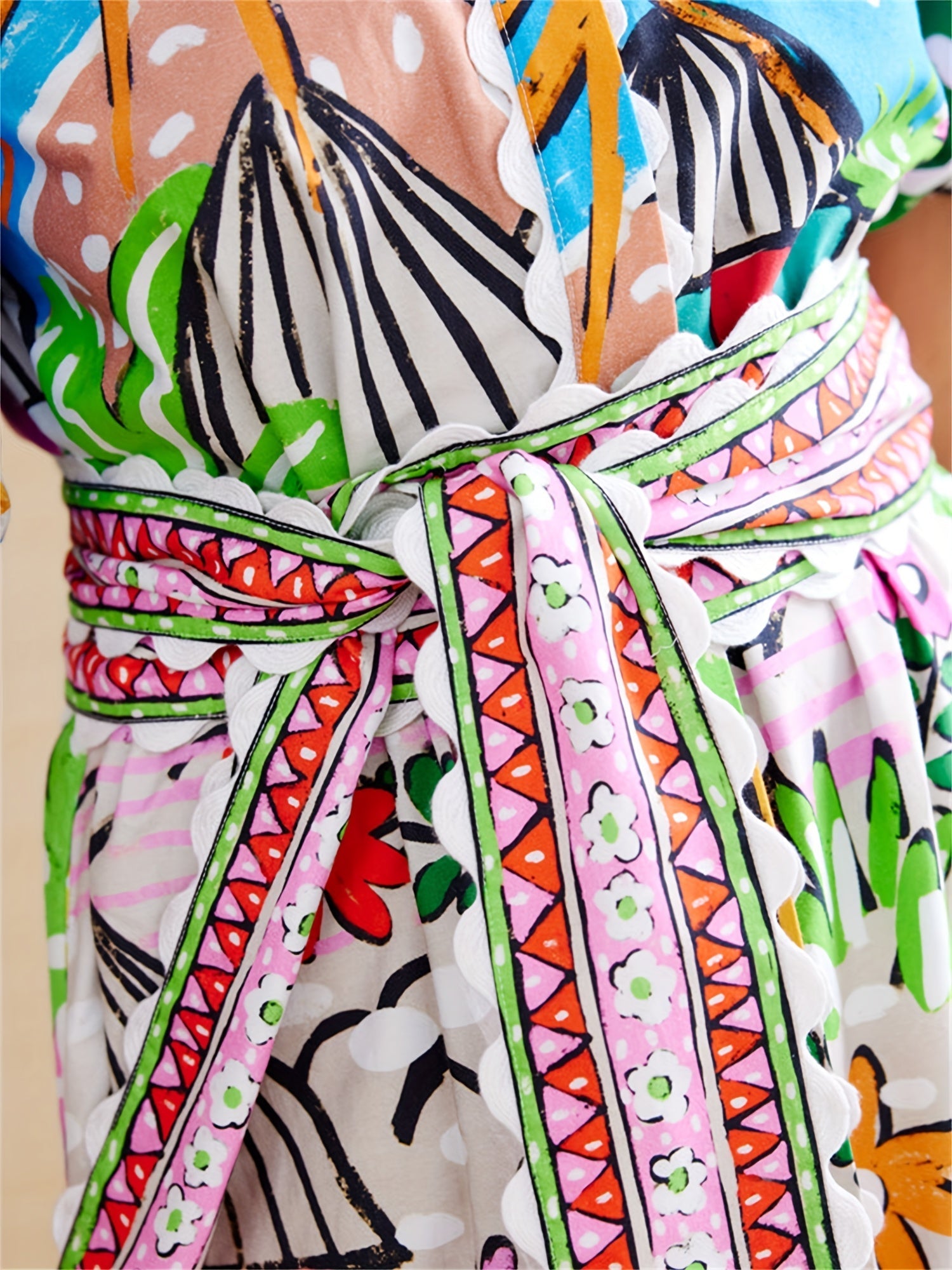 Women's Chic Transitional Midi Summer Dress with Tropical-inspired Prints