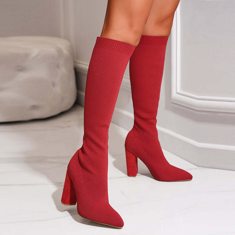 Women’s Block Heel Sock Boots Stylish Comfortable Fit