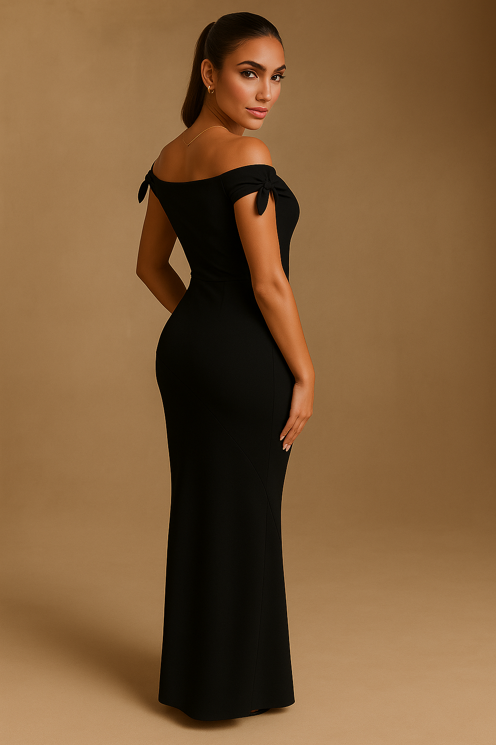 Lilah Black Gathered Maxi Dress – Asymmetrical Neckline