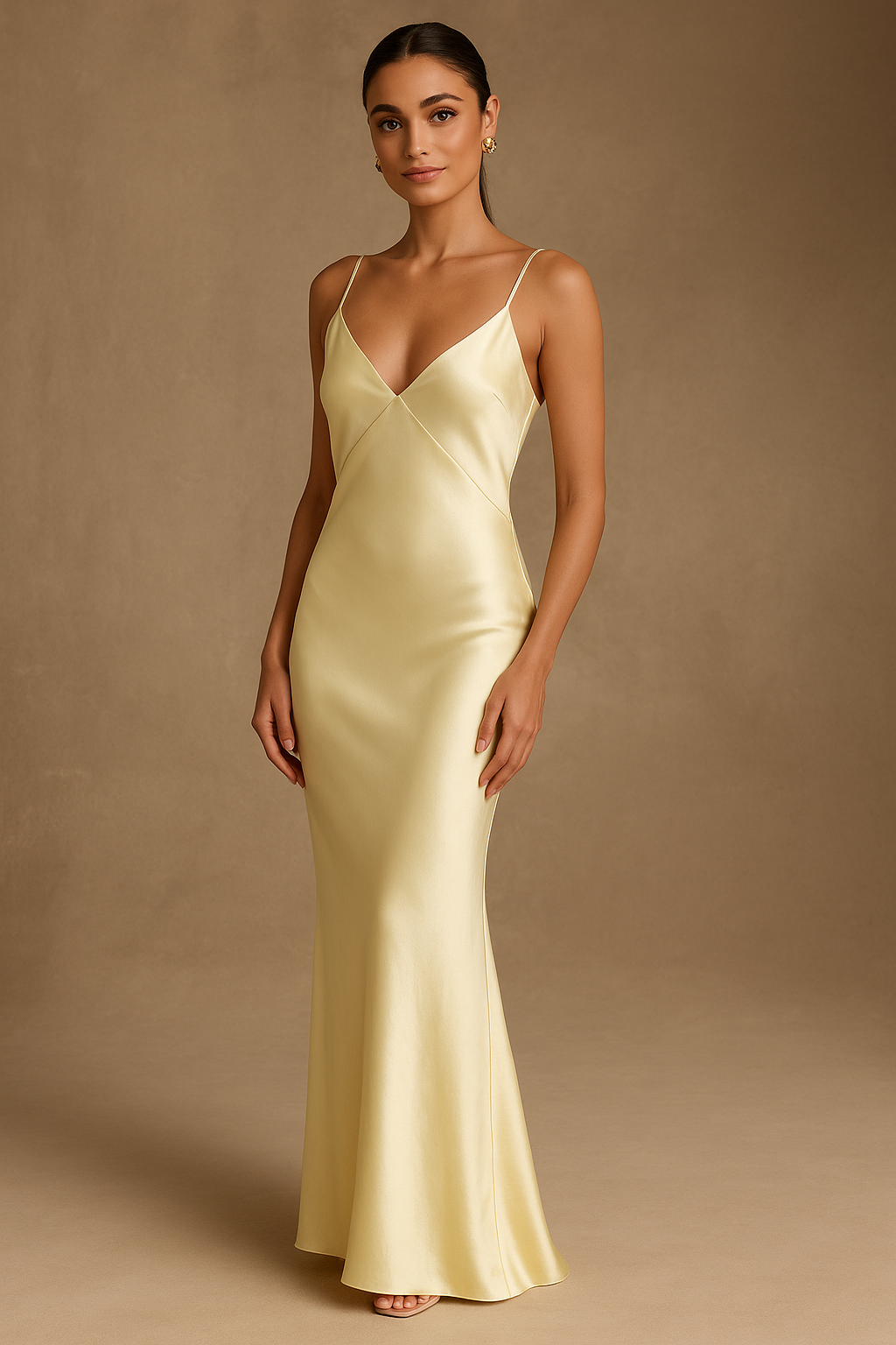 Gisella Yellow Maxi Dress – Slip Silhouette with Triangle Bust