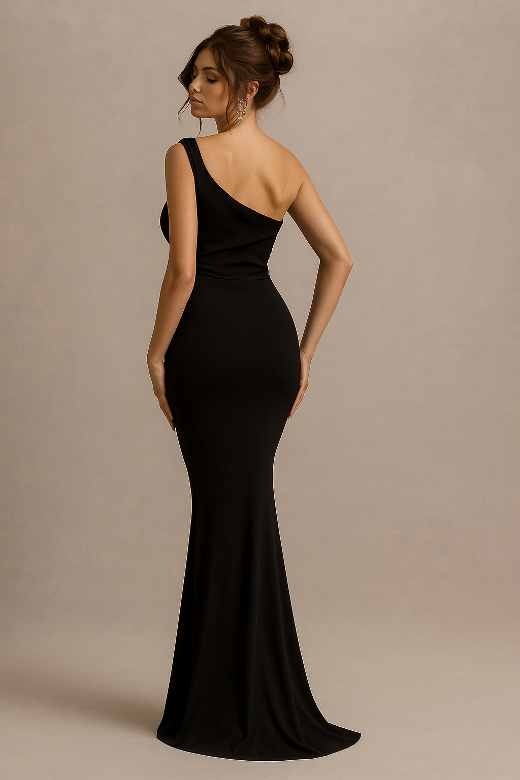 Victoria Black Maxi Dress – One Shoulder with Side Split