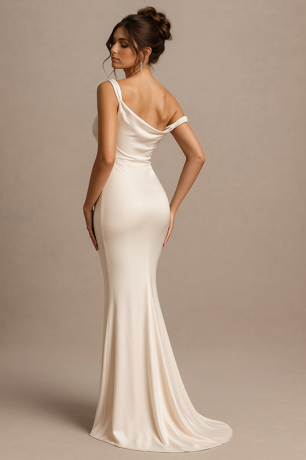 Victoria Champagne Maxi Dress – One Shoulder with Side Split