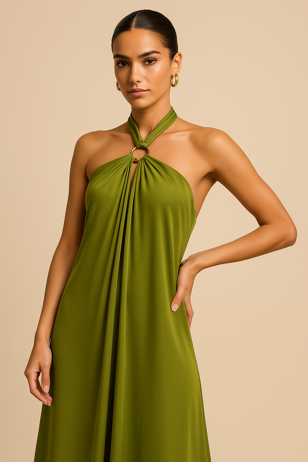 Amaya Halter Maxi Dress – Silky Feel with Flowy Formal Fit