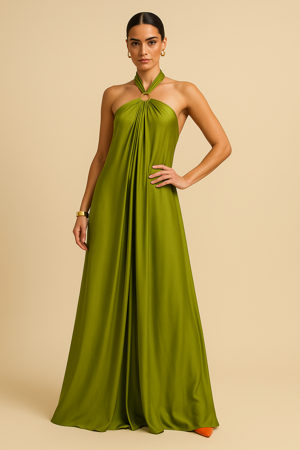 Amaya Halter Maxi Dress – Silky Feel with Flowy Formal Fit
