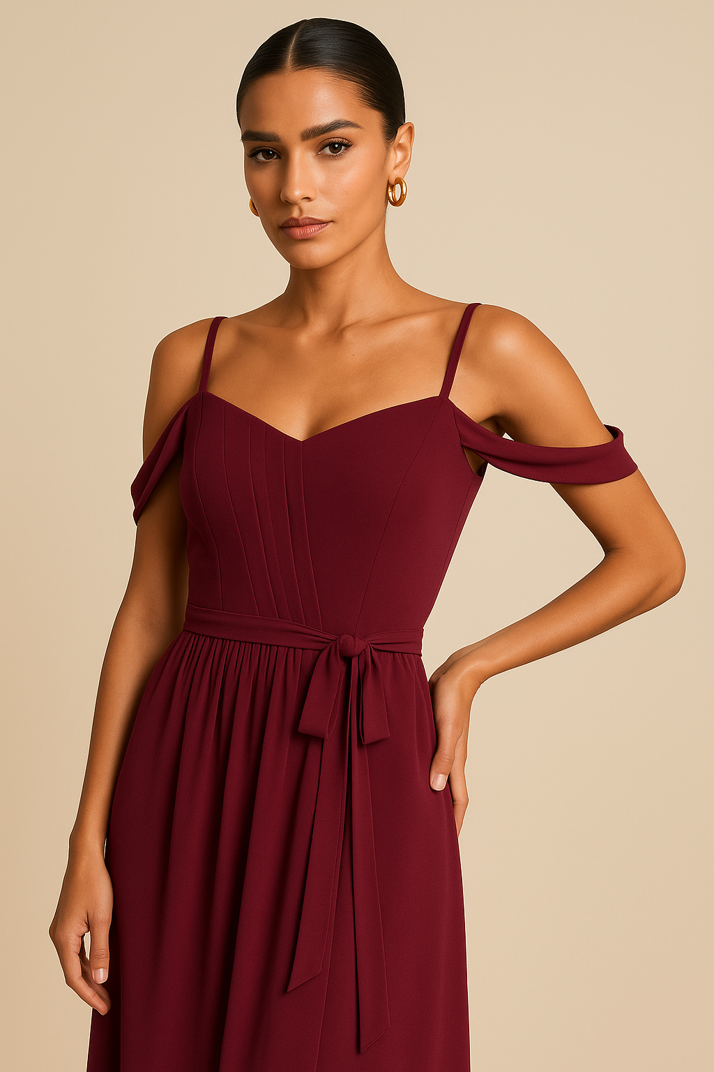 Delphine Spaghetti Strap V-Neck Chiffon Gown with Slit – Dusty Lavender