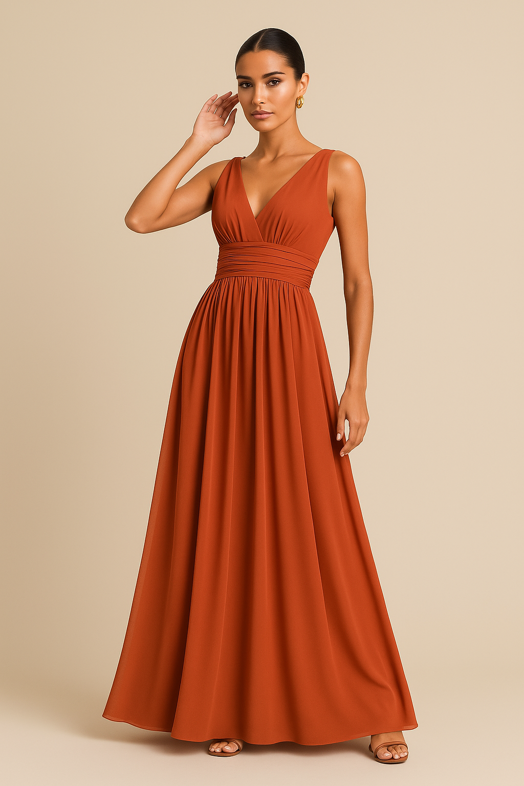 Elodie Sleeveless V-Neck Chiffon Maxi Bridesmaid Dress