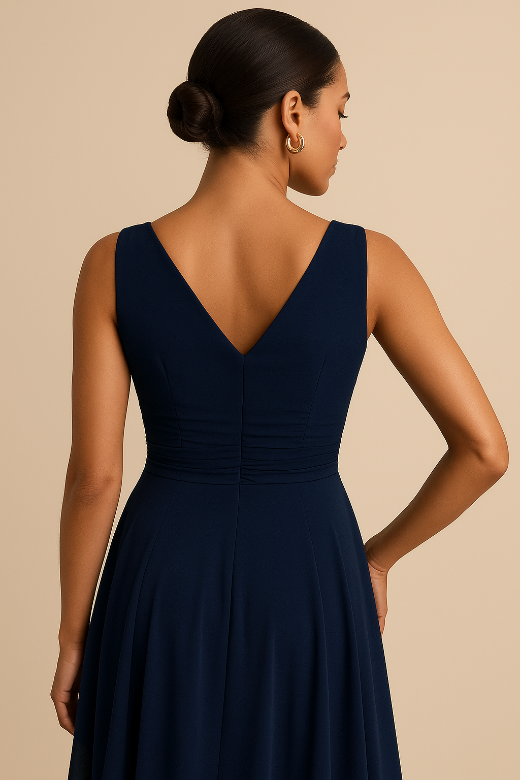 Juliette V-Back Pleated Chiffon Bridesmaid Dress – Tea Rose
