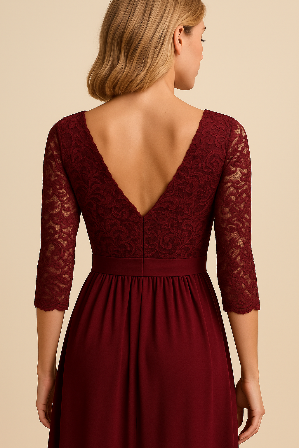 Odette Long Sleeve Lace A-Line Bridesmaid Gown – Dark Green