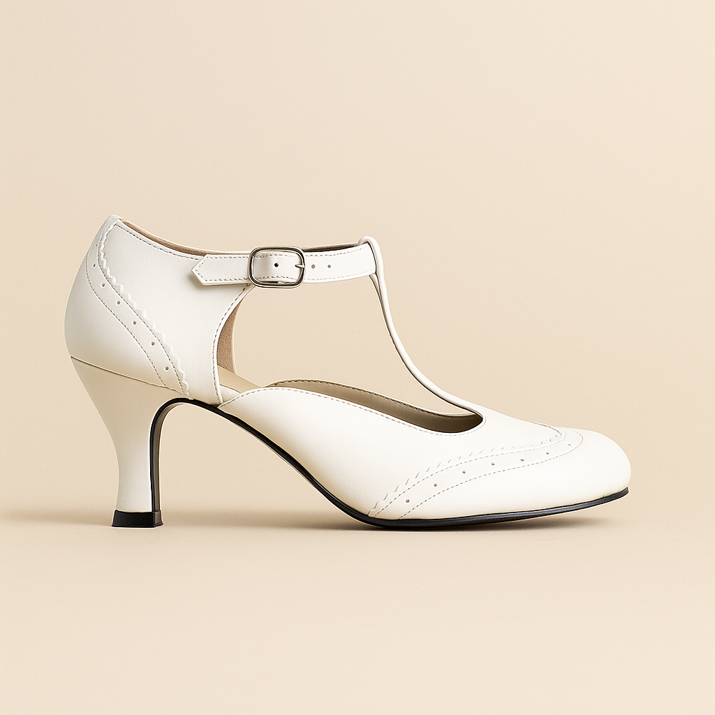 Clara White T-Bar Heels