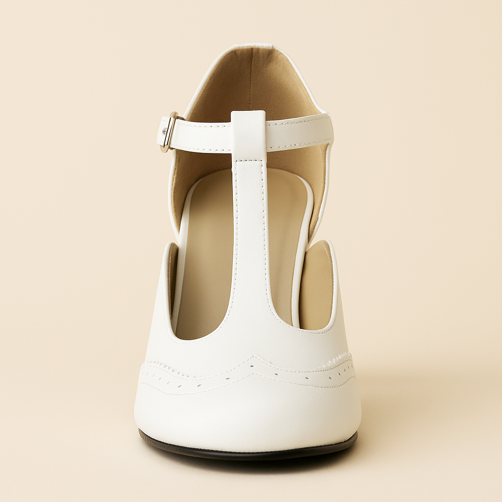 Clara White T-Bar Heels