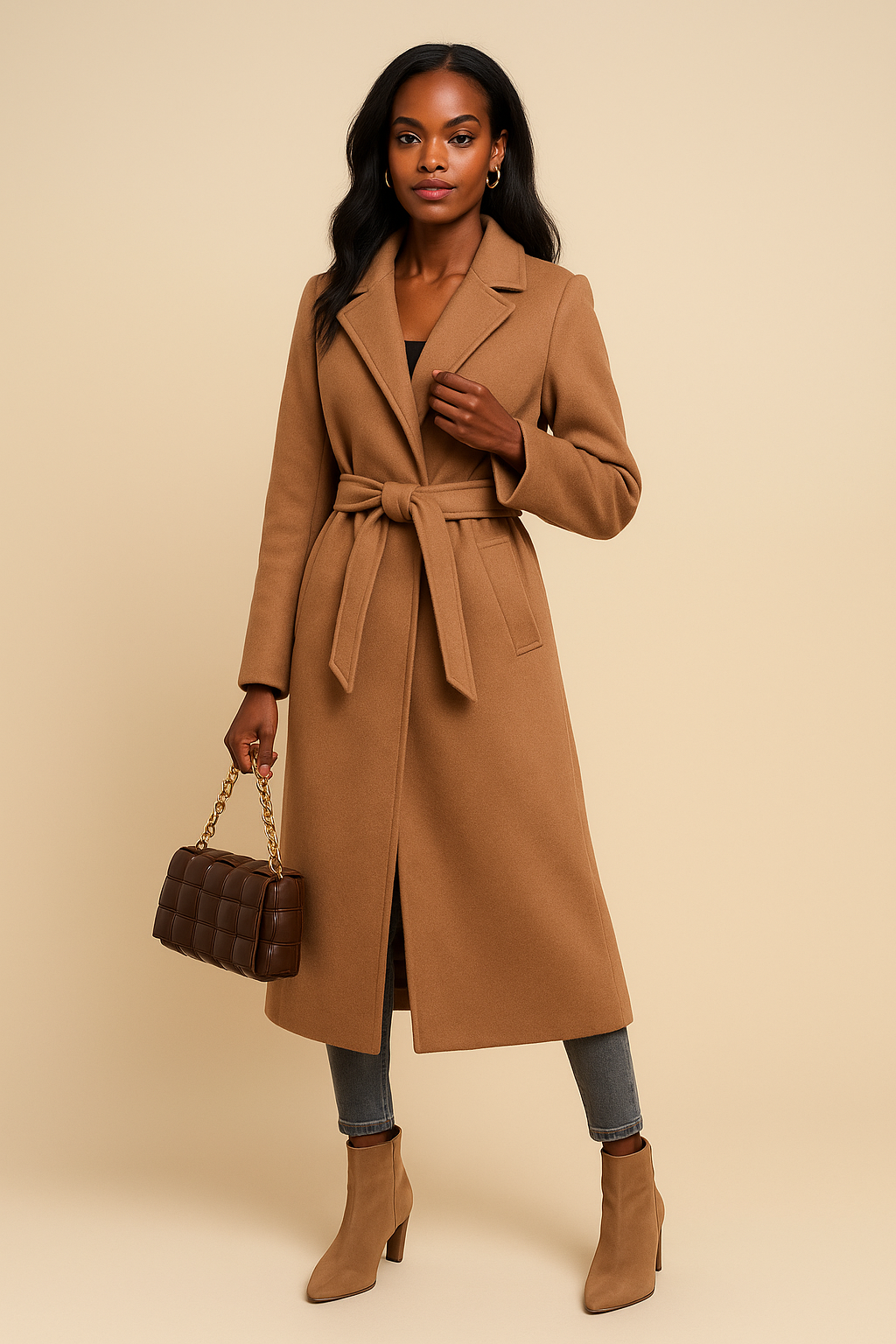 Mariana | Elegant V-Neck Long Coat