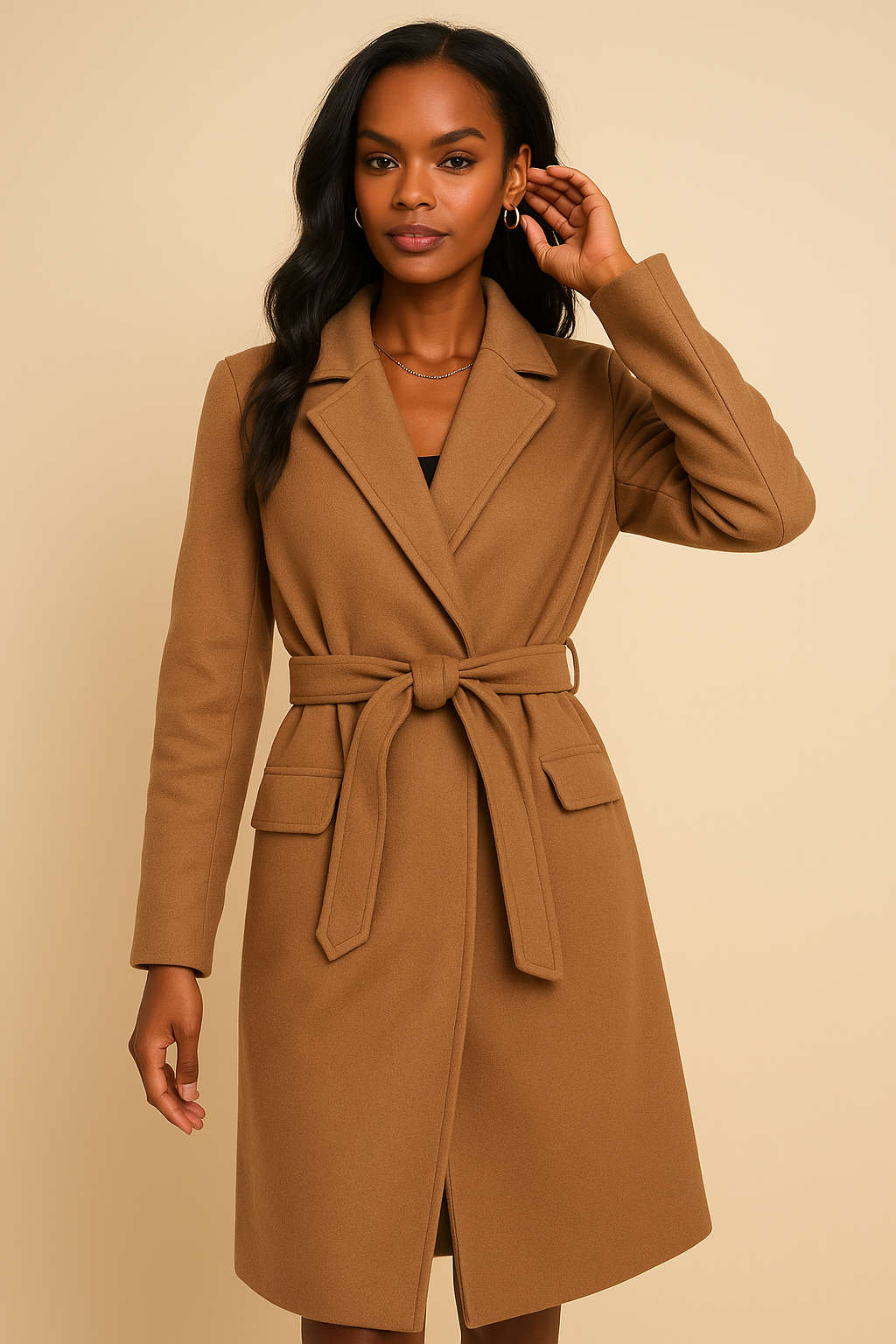 Mariana | Elegant V-Neck Long Coat