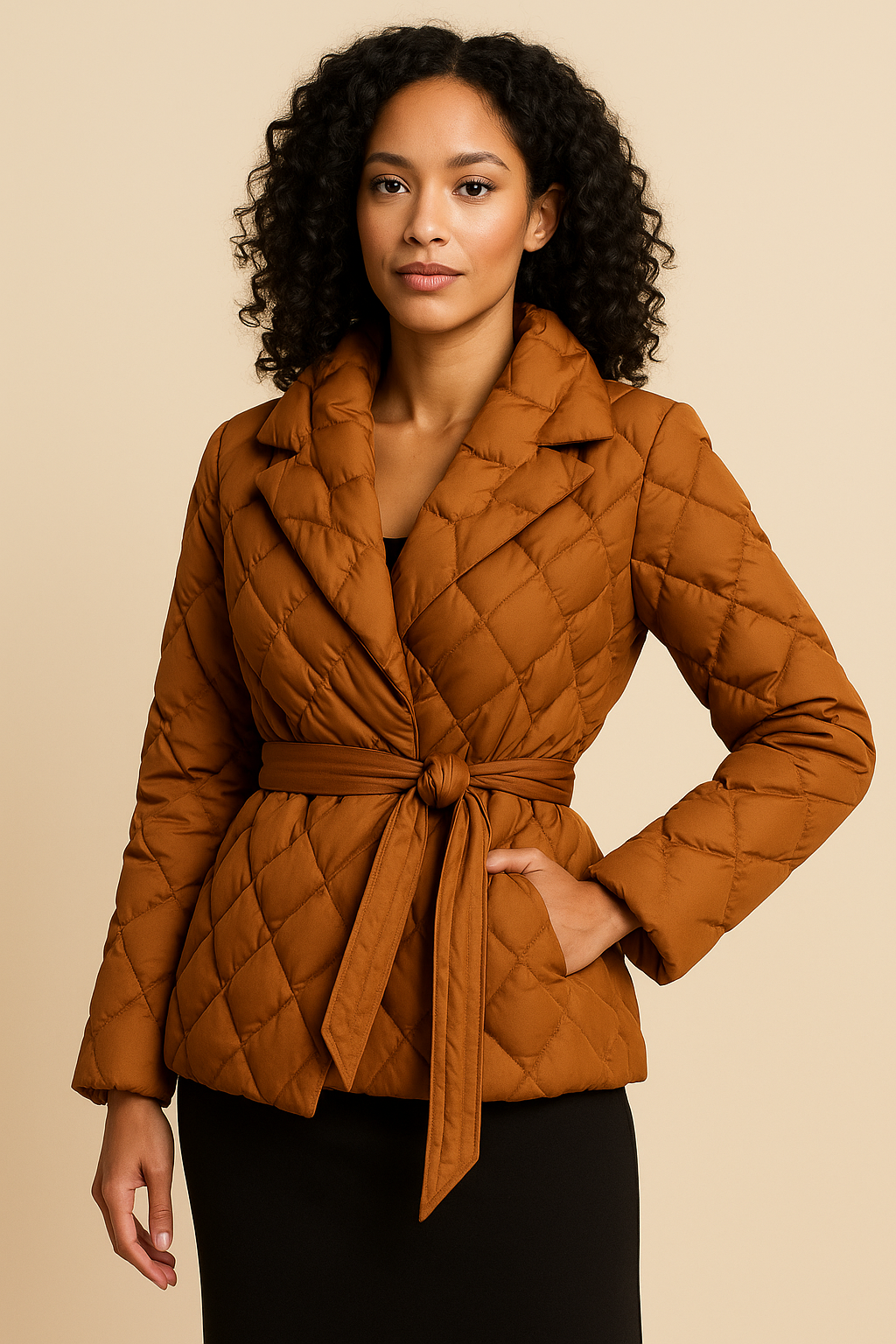 Isabella Quilted Down Coat Brown