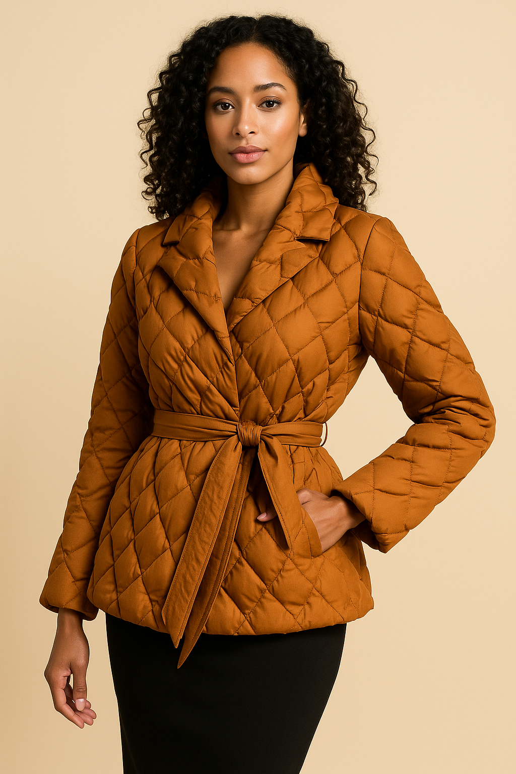 Isabella Quilted Down Coat Brown