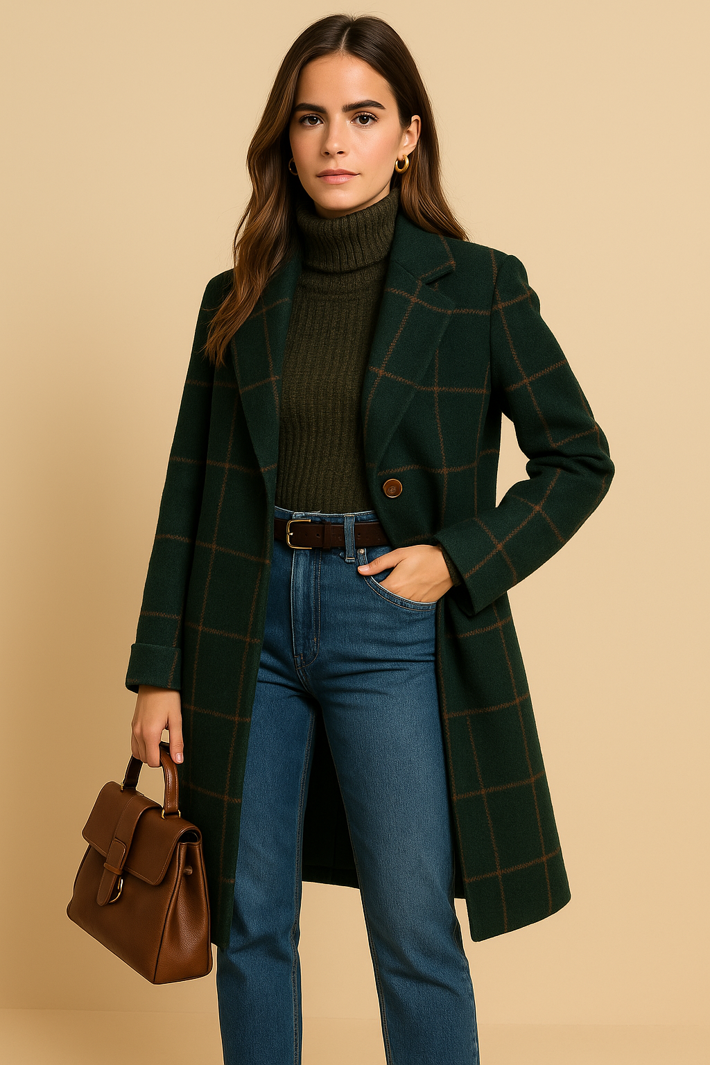 Adriana Retro Plaid Tweed Coat