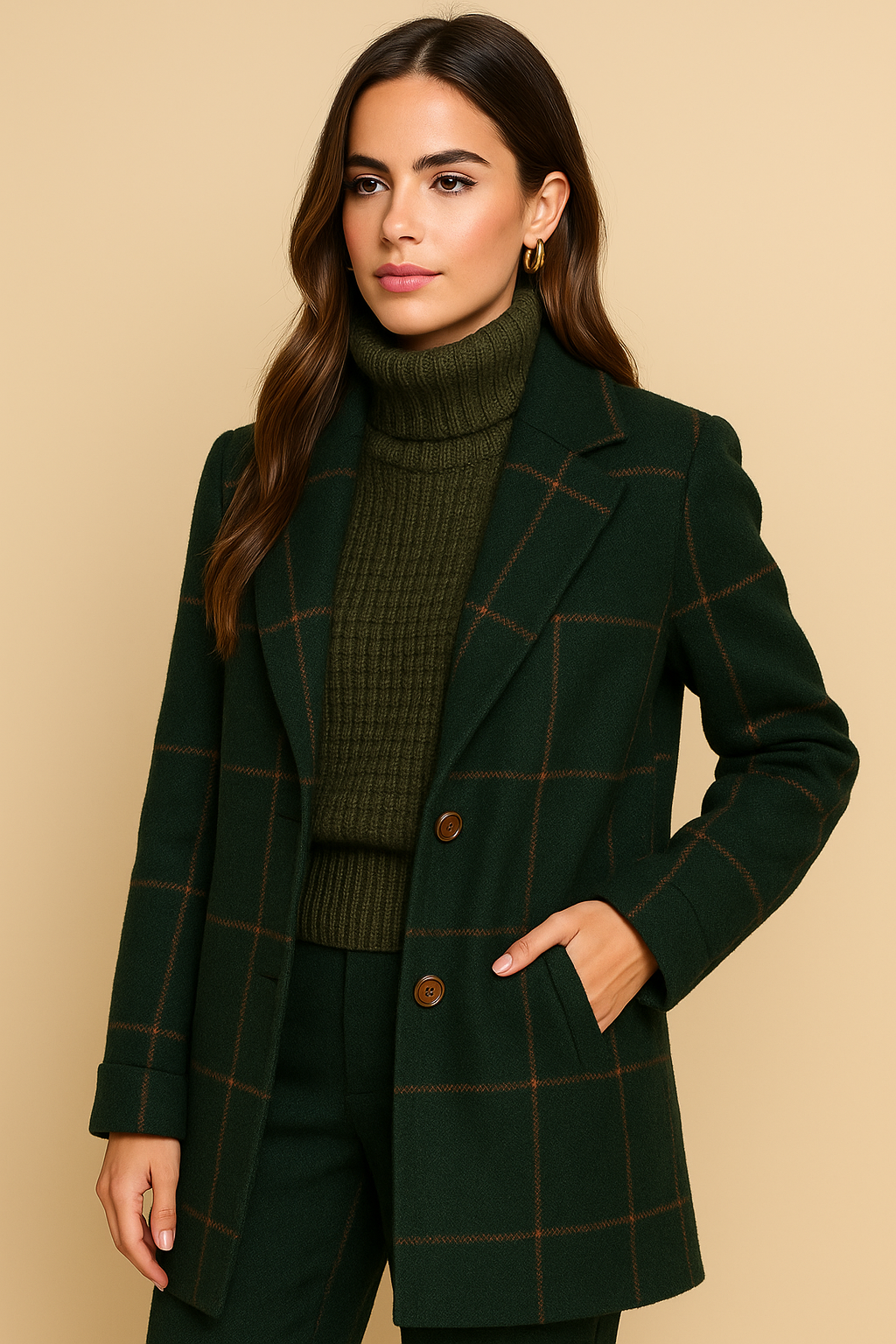 Adriana Retro Plaid Tweed Coat