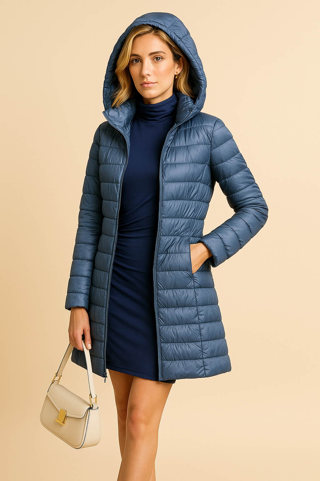 Evangeline Lightweight Blue Quilted Insulated Jacket