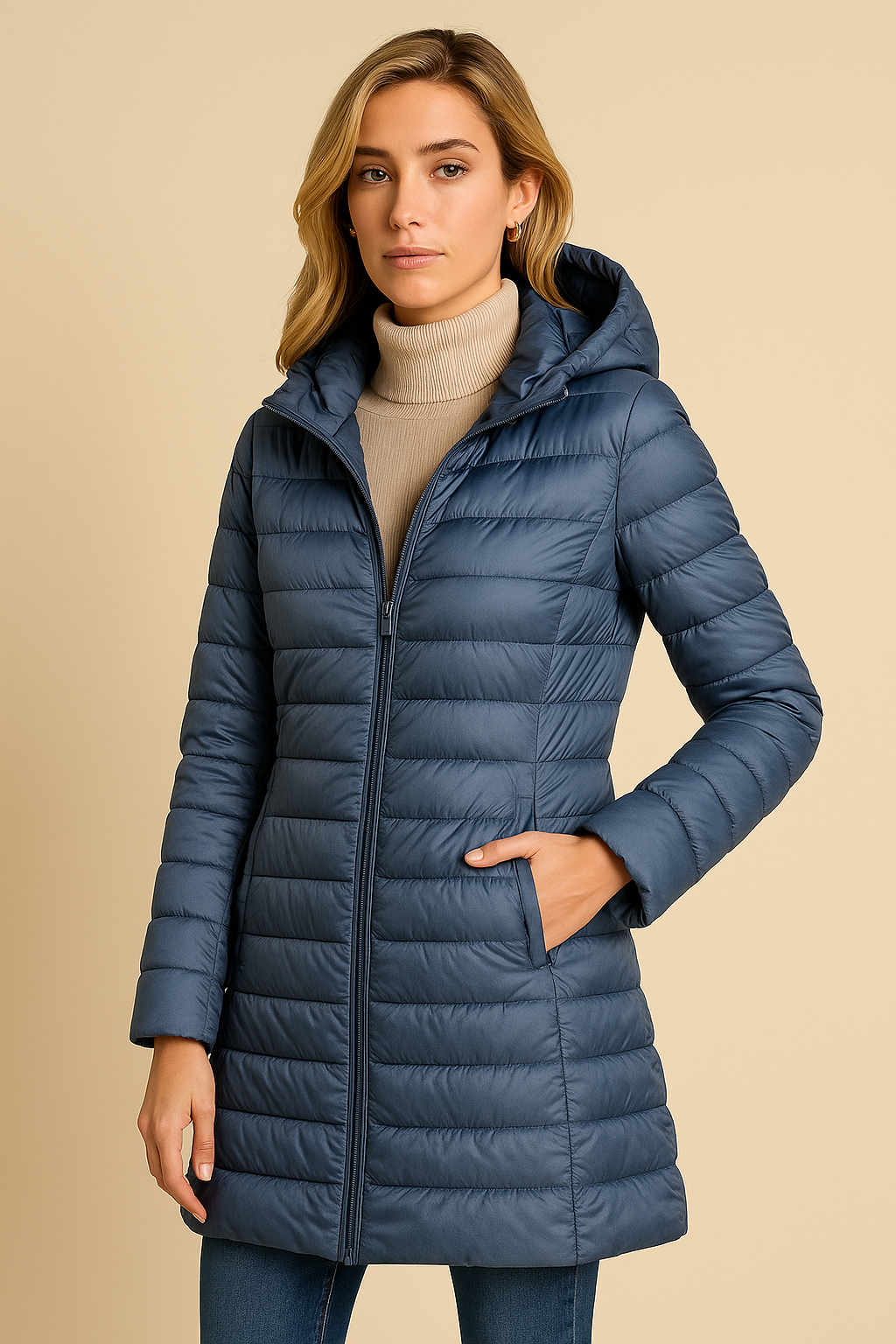Evangeline Lightweight Blue Quilted Insulated Jacket