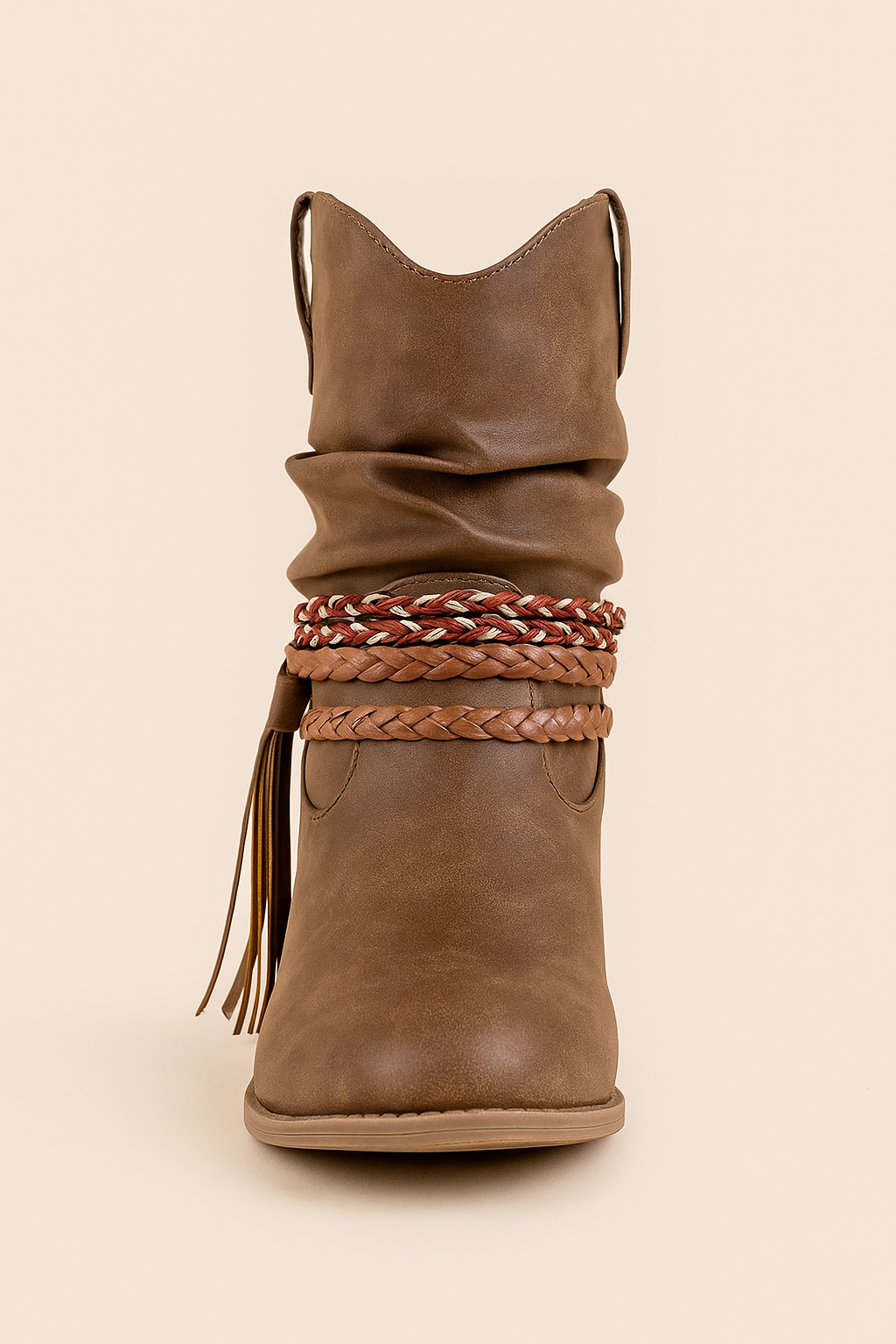 Annalise Western Cowboy Boots with Tassel & Braided Buckle