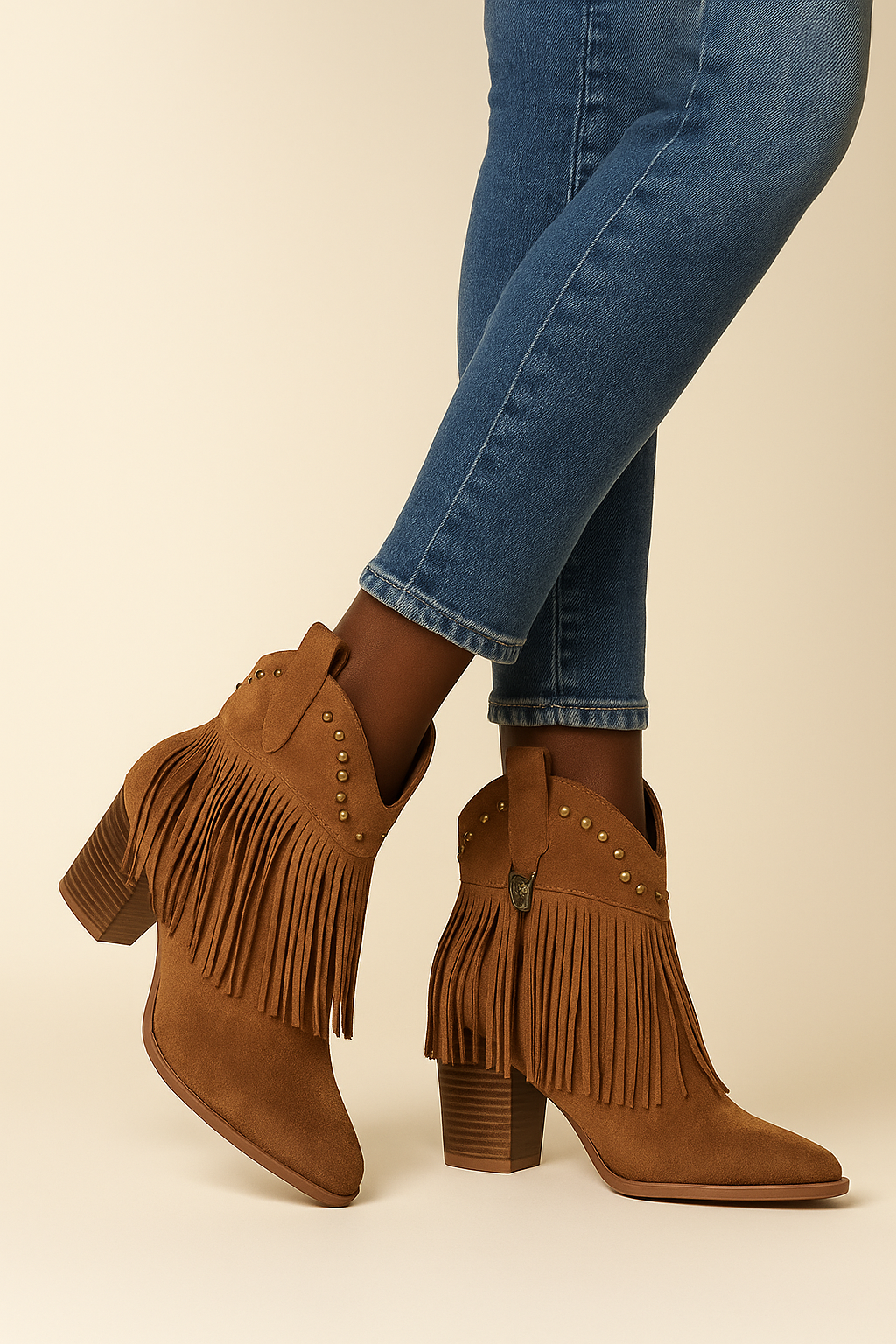 Rowena Western Cowboy Boots with Pointed Toe & Block Heel