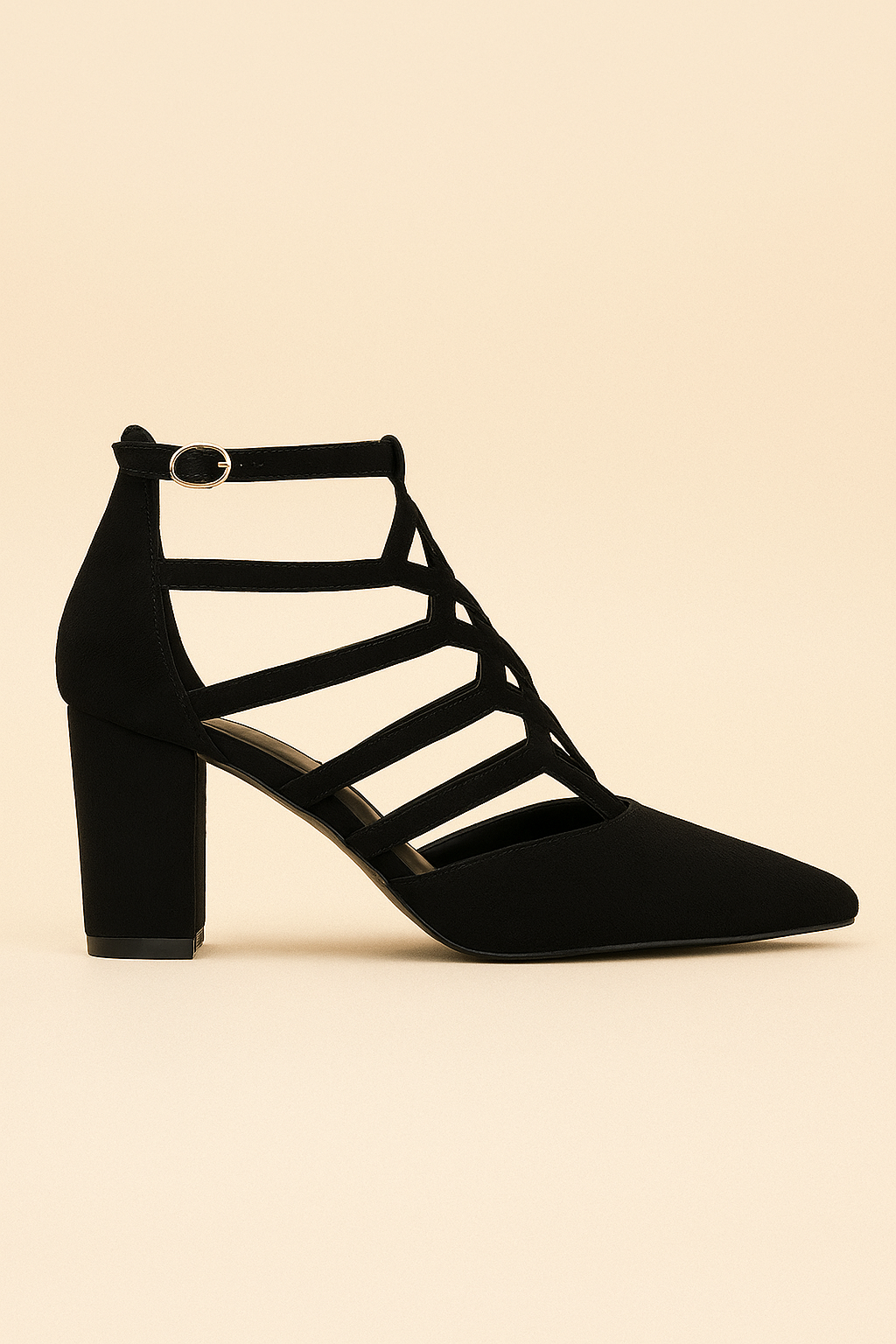 Elodie Black Pointed-Toe Pumps with Block Heel