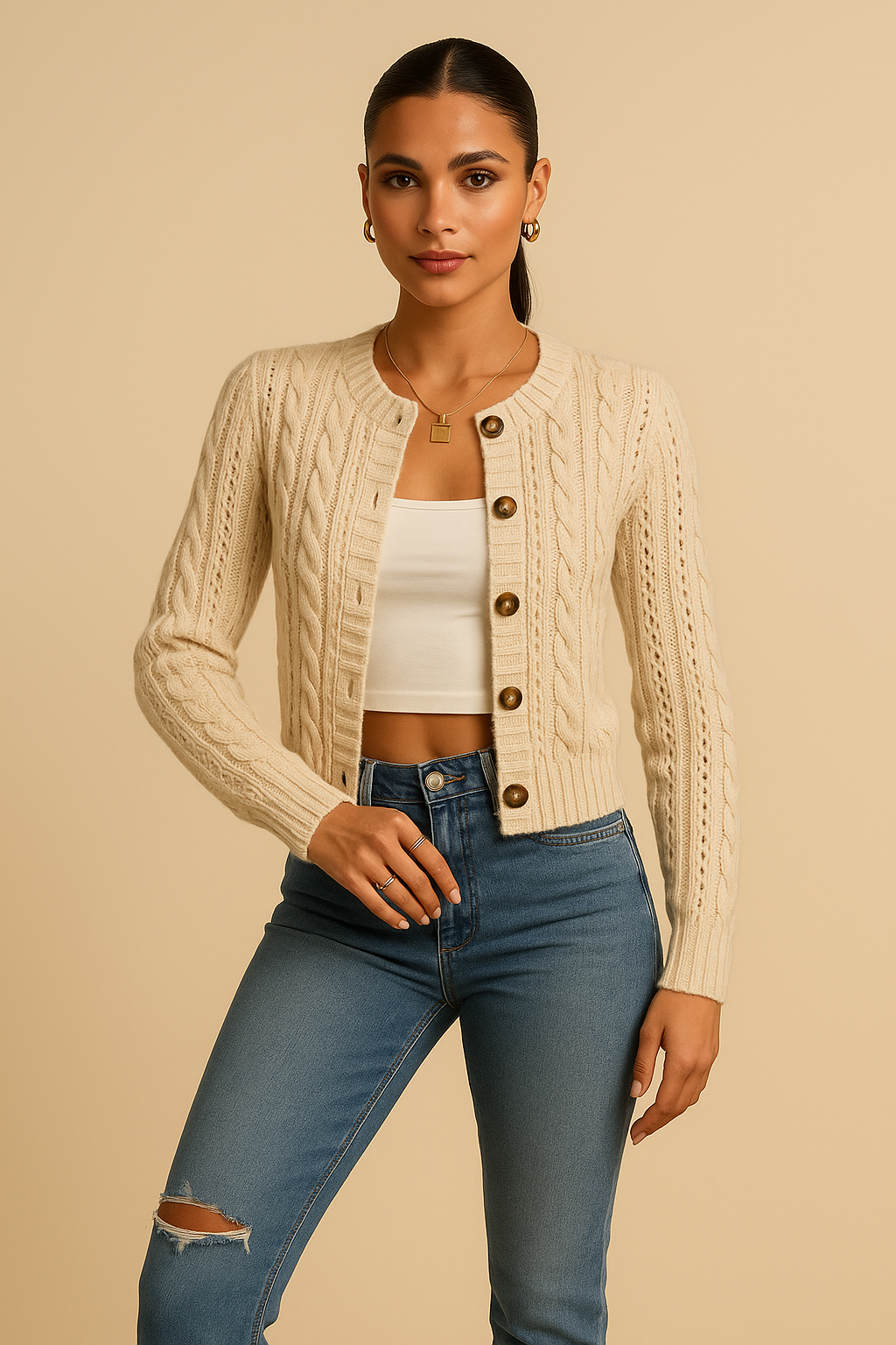 Maris Knit Cardigan with Relaxed Fit & Button Front