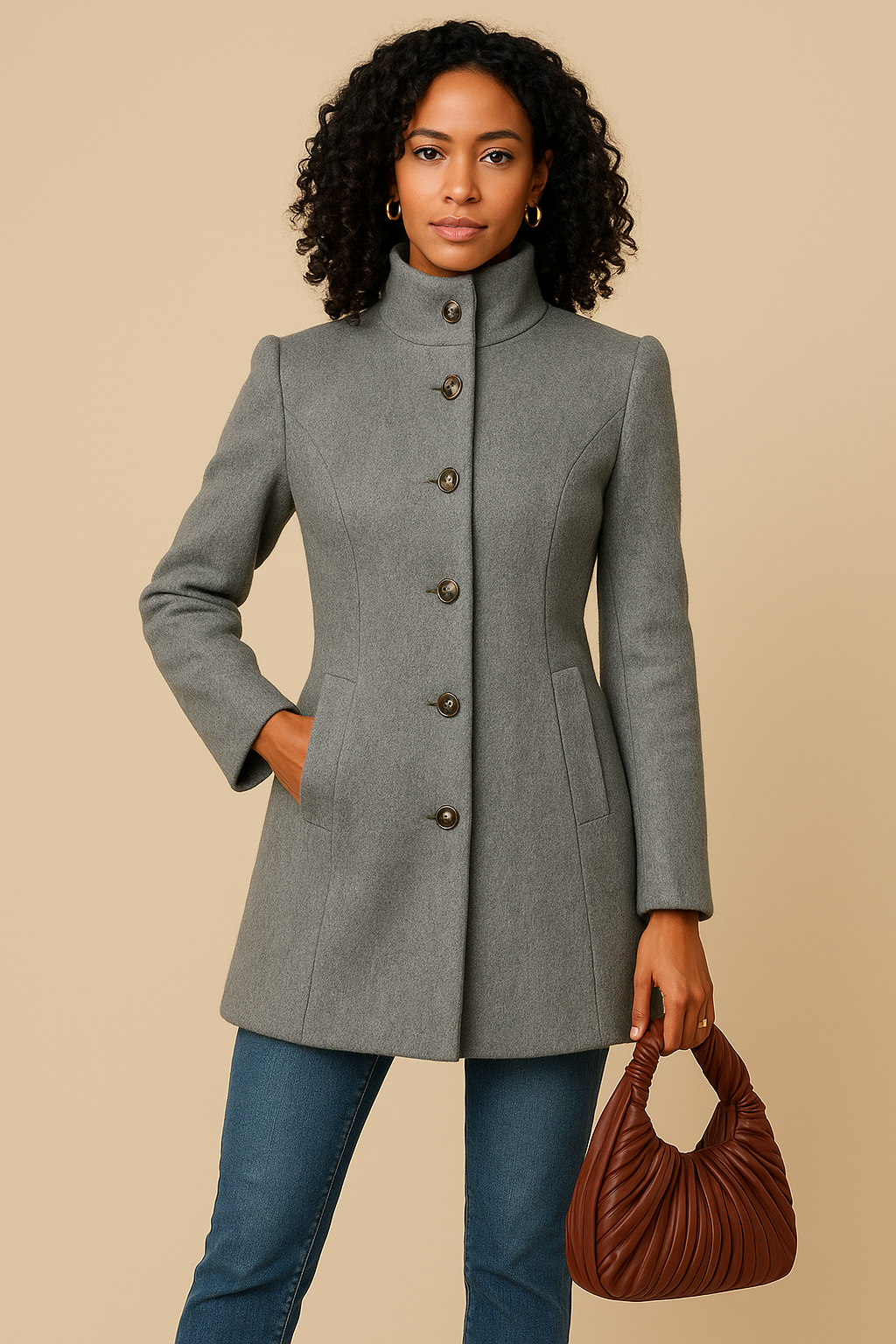Marcella Gray Fleece Coat