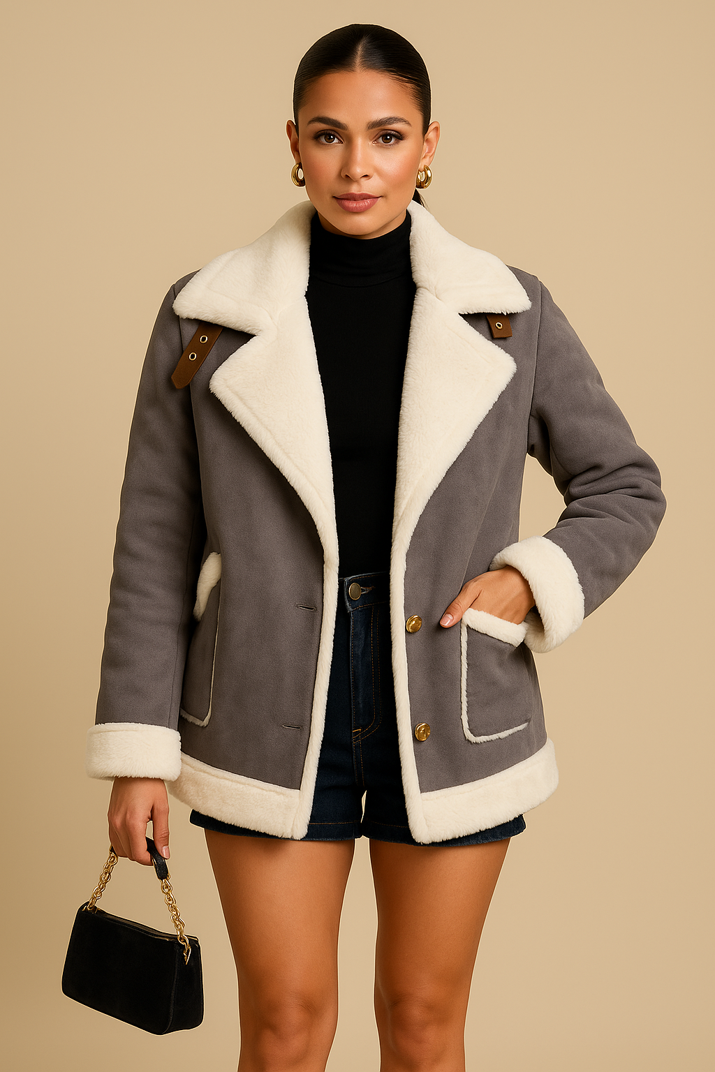 Adelina Lapel Plush Winter Coat
