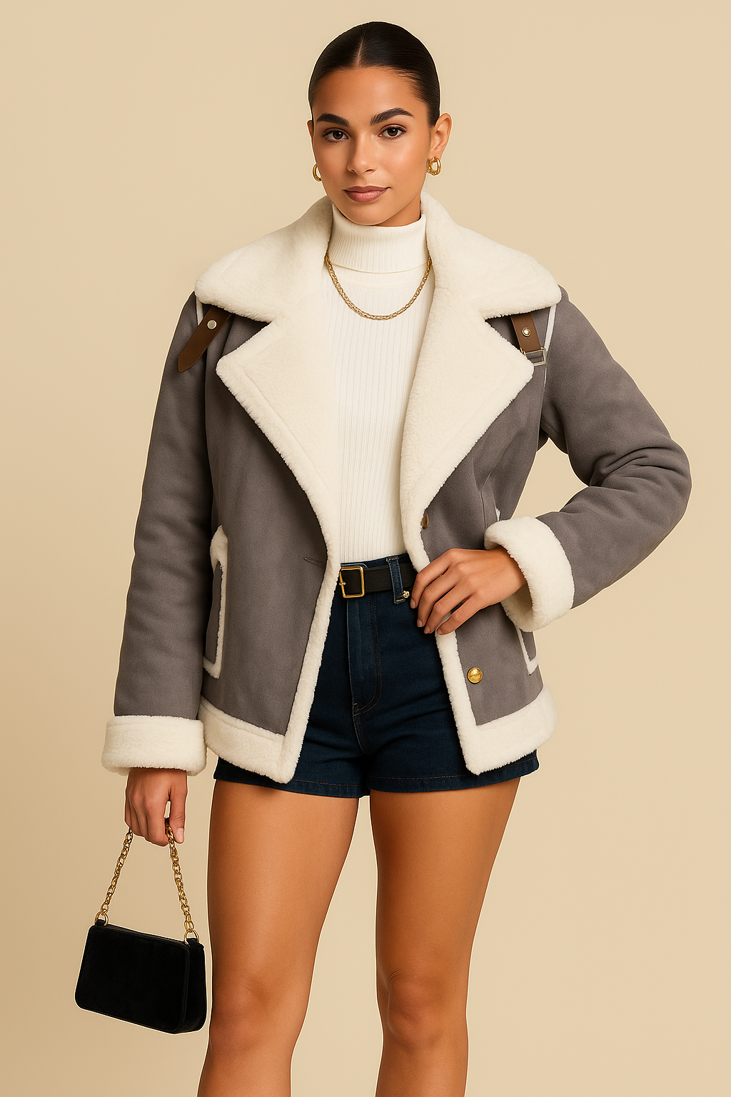 Adelina Lapel Plush Winter Coat
