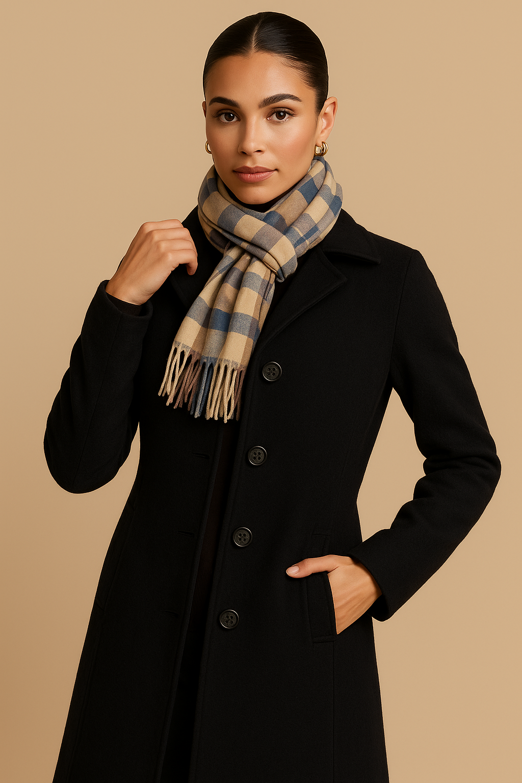 Daphne Textured Black Tweed Coat