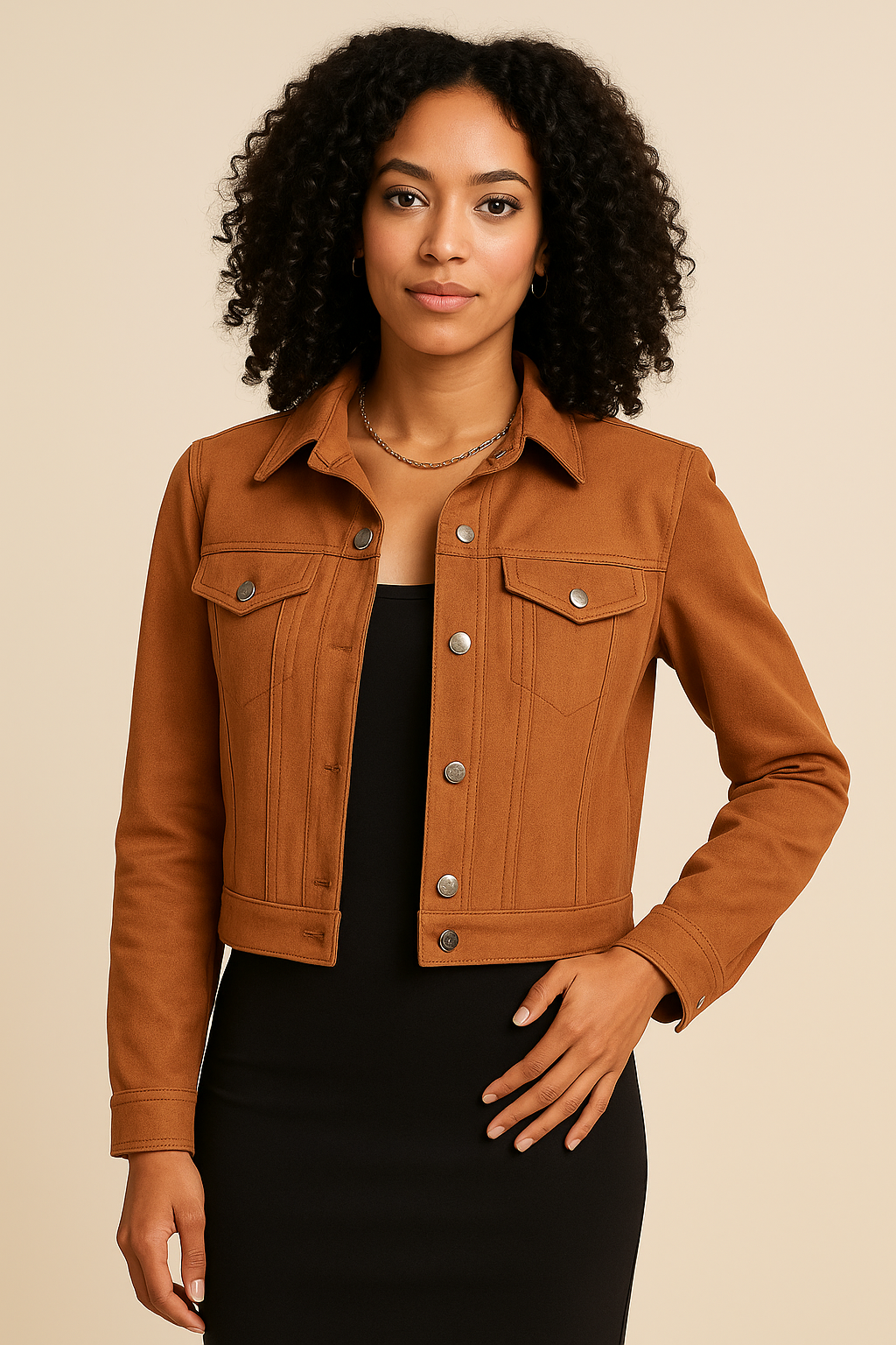 Liora Suede Velvet Stand Collar Jacket