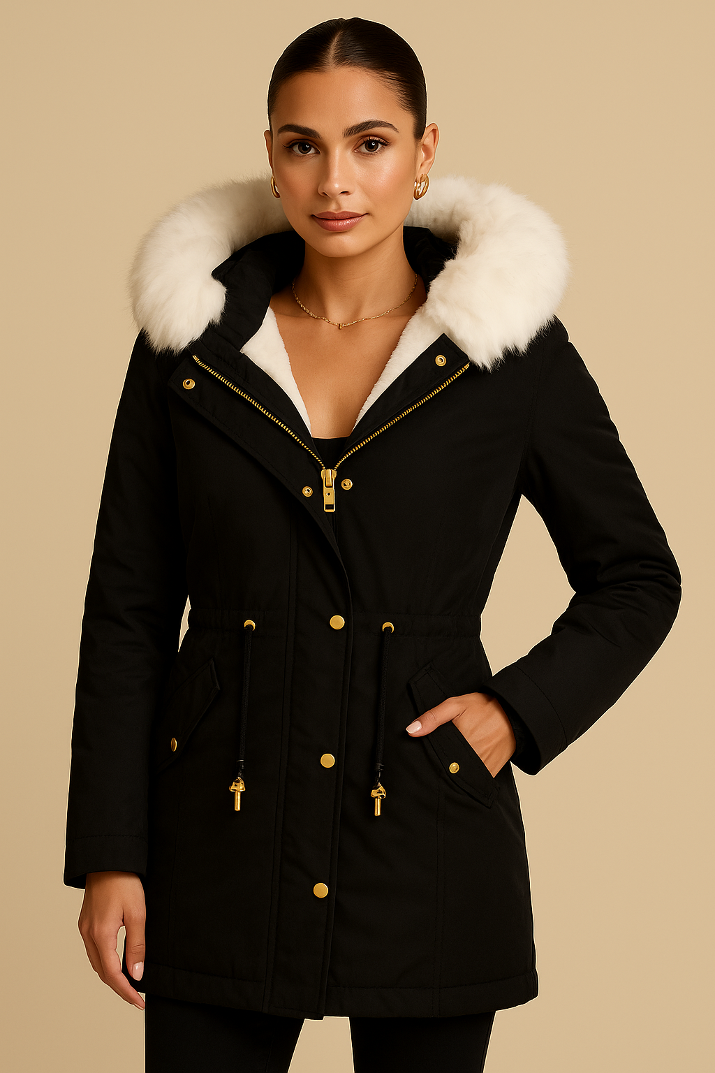 Elara Fuzzy Drawstring Coat