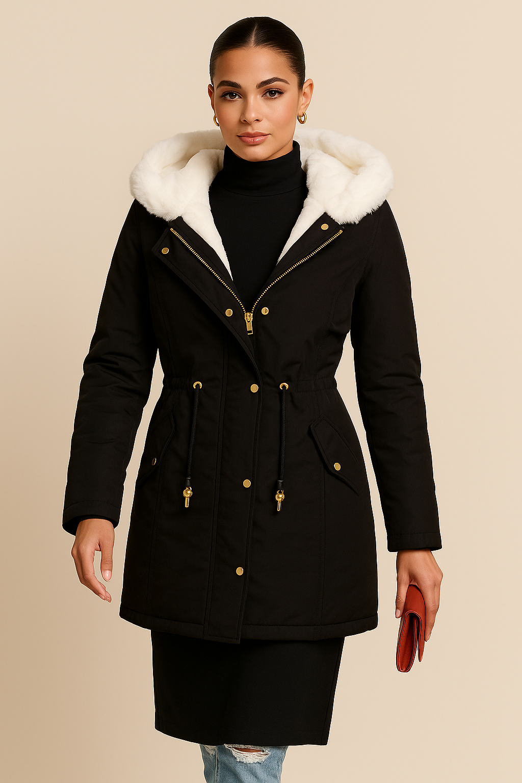 Elara Fuzzy Drawstring Coat