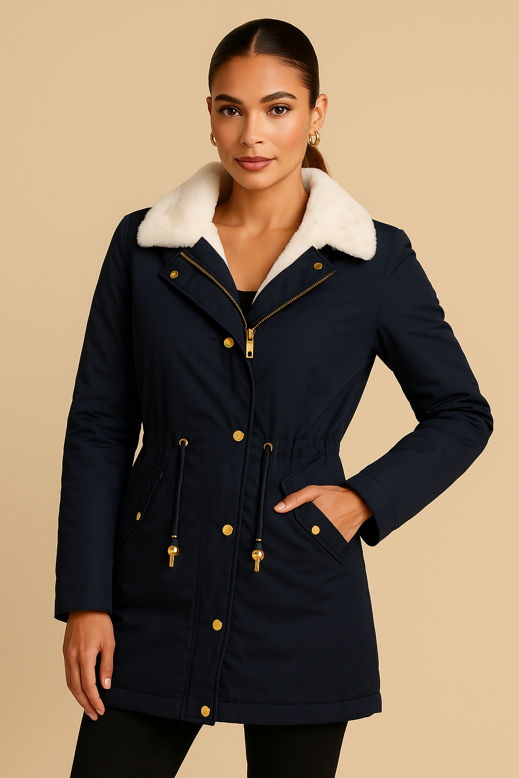 Elara Fuzzy Drawstring Coat